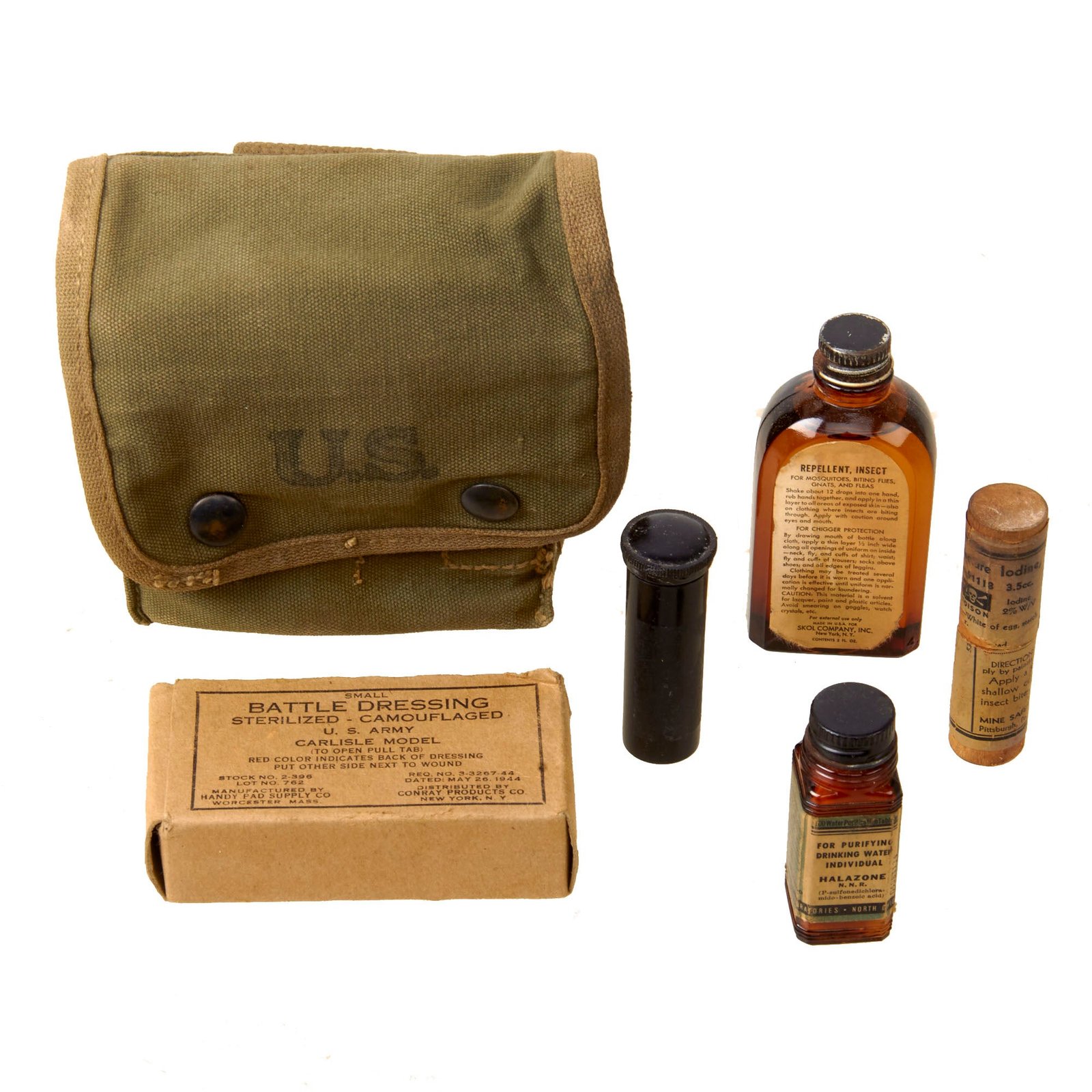 Buy Original U.S. WWII M2 Jungle Medical Aid Kit with Contents by Kadin - Dated 1944 | Original Firearms Antique For Sale