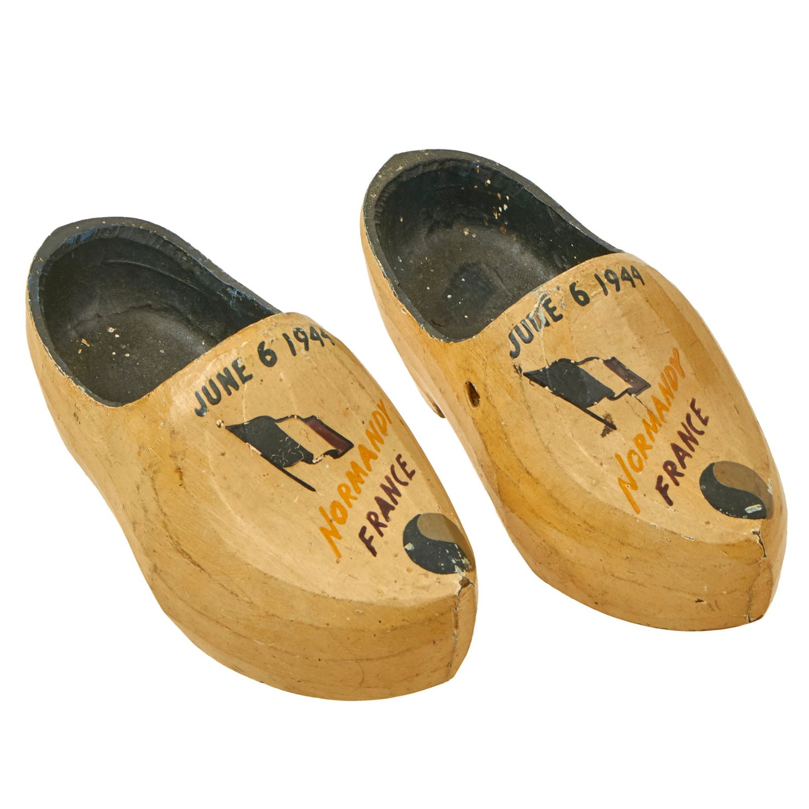 Buy Original U.S. WWII Bring Back French Sabot Wooden Clogs 29th Infantry Division Marked Normandy June 6 1944 | Original Firearms Antique For Sale