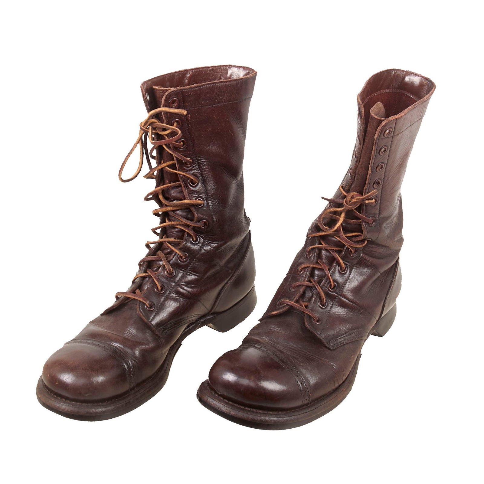 Buy Original U.S. WWII Service Used Airborne Paratrooper Brown Leather Jump Boots by Corcoran - Size 9 D | Original Firearms Antique For Sale