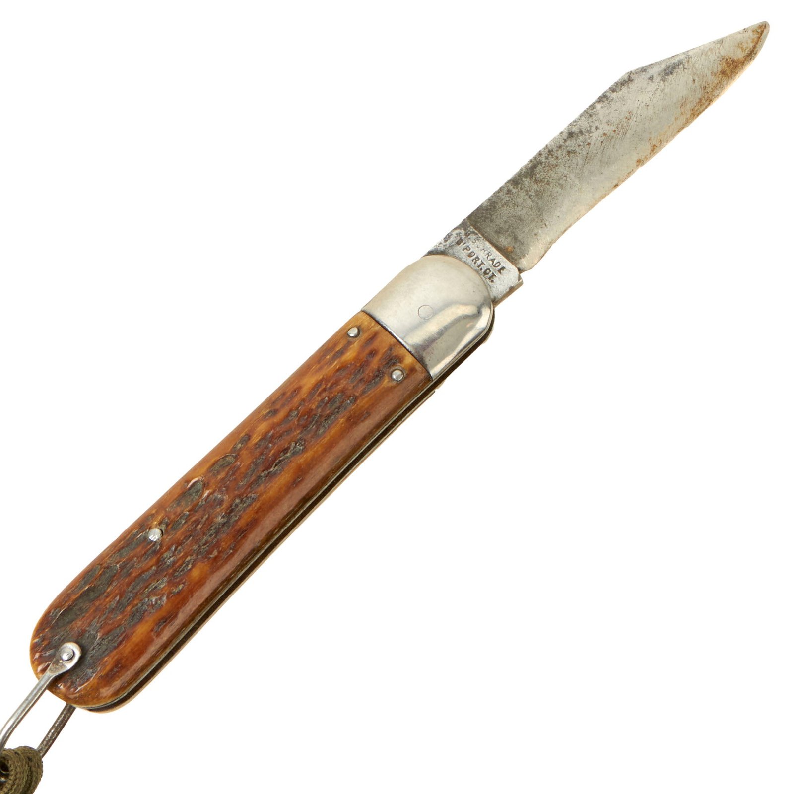 Buy Original U.S. WWII Early Airborne Schrade Presto M2 Knife with Jigged Bone Handle & End Loop | Original Firearms Antique For Sale