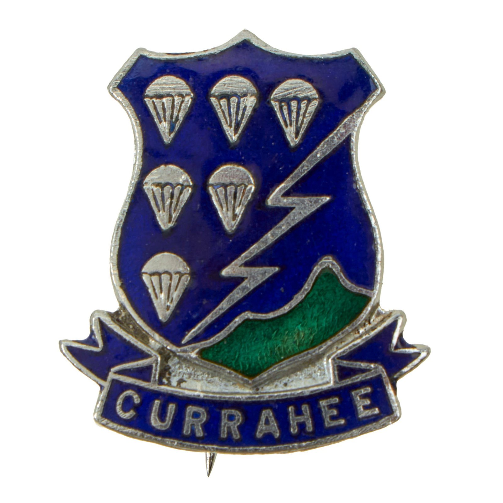 Buy Original U.S. WWII 506th Parachute Infantry Regiment “Currahee” British Manufactured Enamel DI Insignia - 101st Airborne Division | Original Firearms Antique For Sale