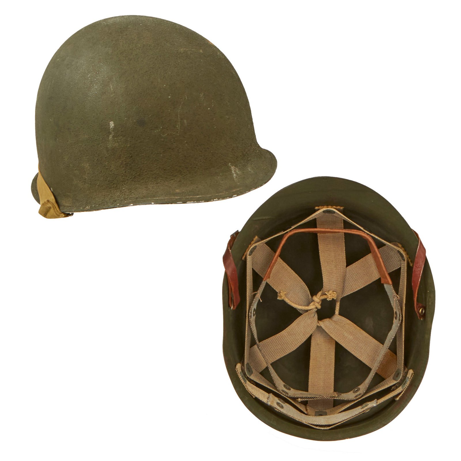 Buy Original U.S. WWII 1942 McCord Front Seam Fixed Bale M1 Helmet with St. Clair Low-Pressure Liner & Laundry Number - Complete | Original Firearms Antique For Sale