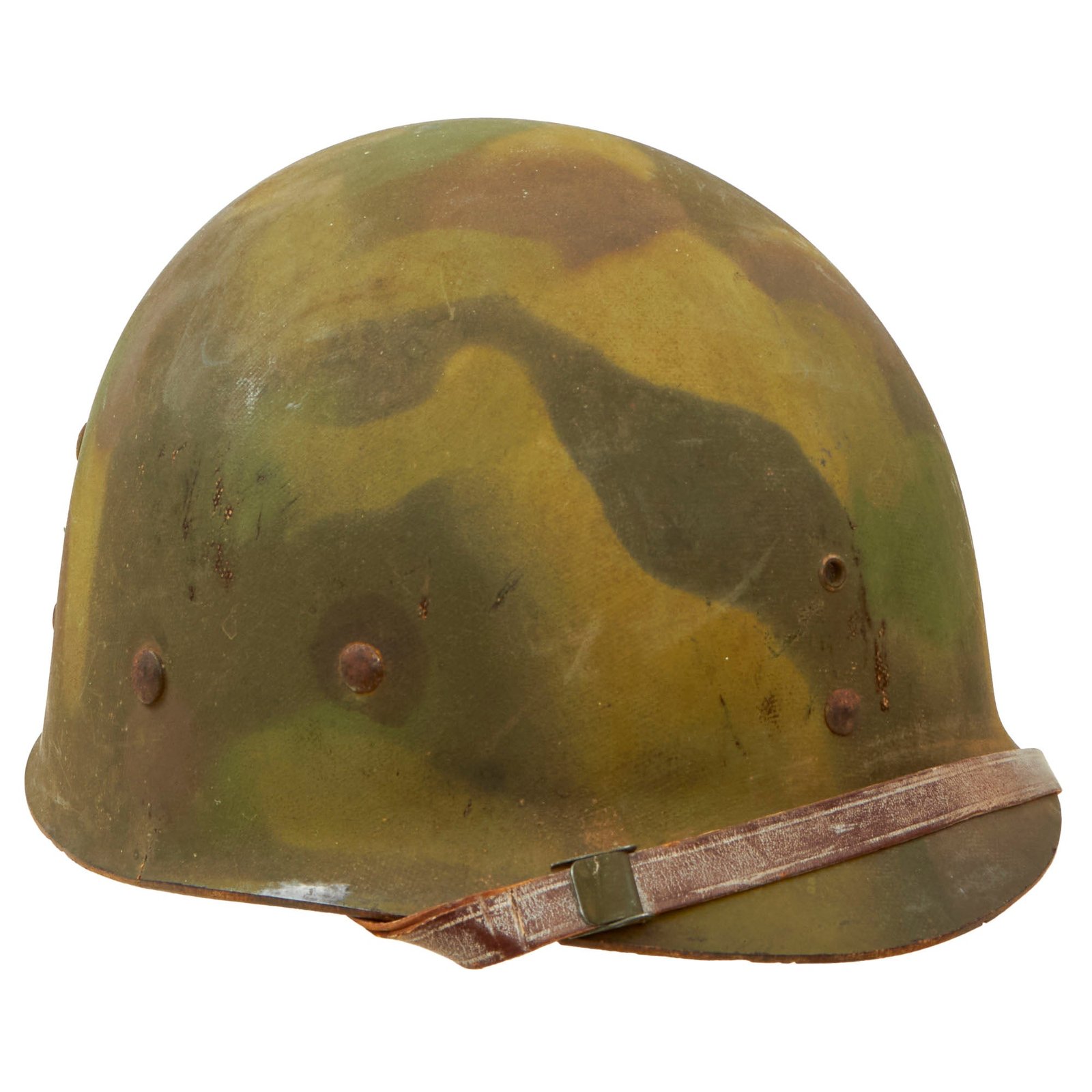 Buy Original U.S. WWII M1 Helmet Liner by Westinghouse with Factory Applied Jungle Camouflage Scheme | Original Firearms Antique For Sale