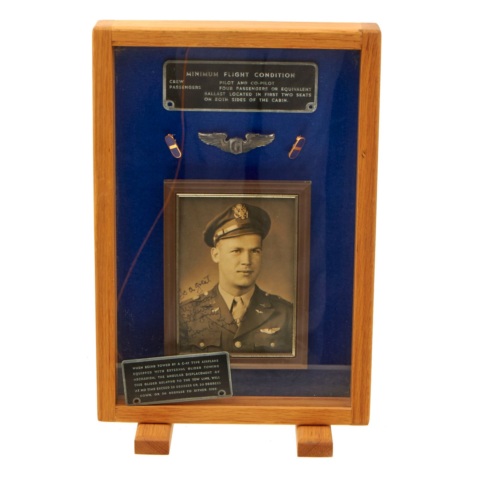 Buy Original U.S. WWII Framed Glider Pilot Grouping Named To Thomas K McGrath with Signed Photo, Silver Glider Pilot Wings, and More - 11" x 17" | Original Firearms Antique For Sale