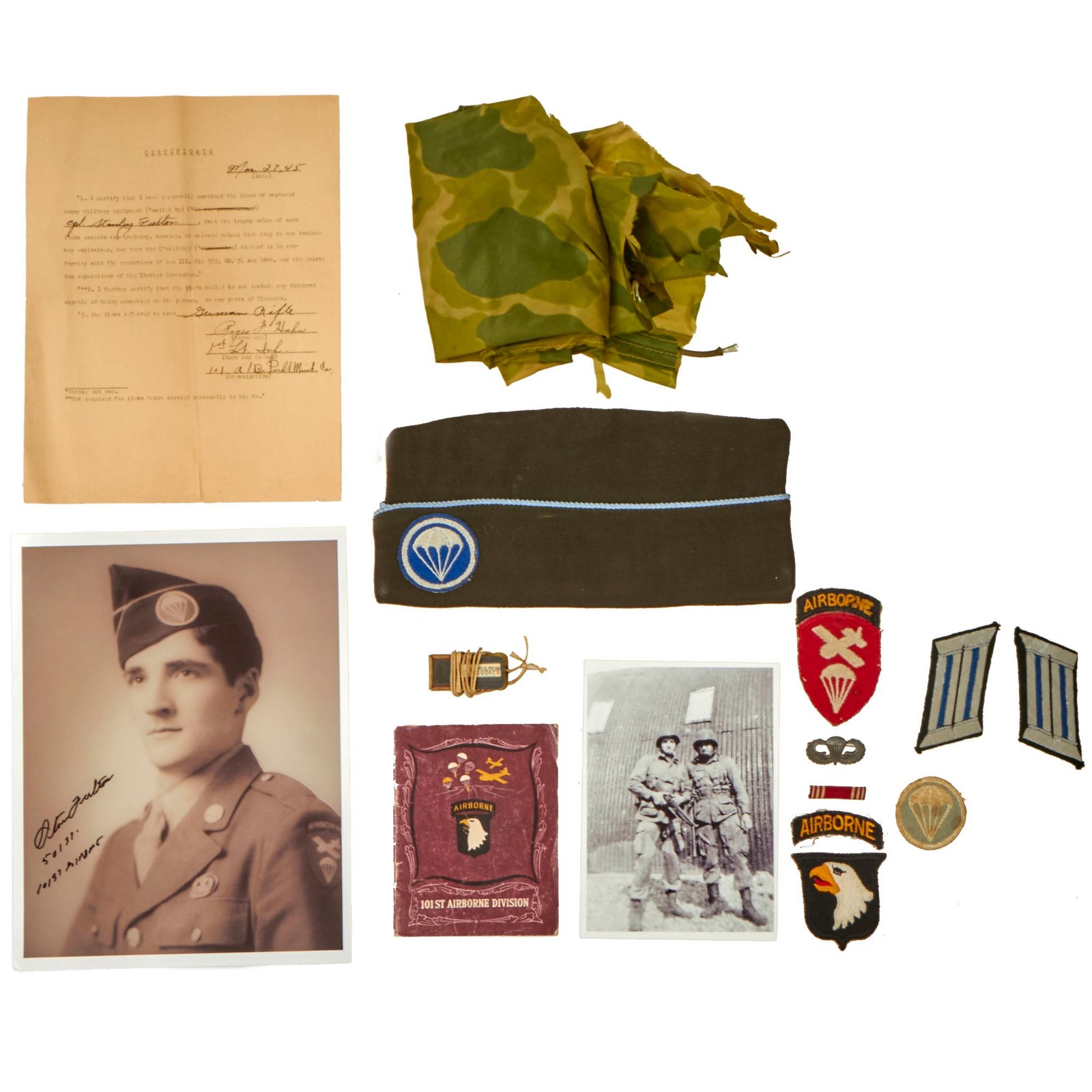 Buy Original U.S. Original U.S. WWII Named 501st Parachute Infantry Regiment - 101st Airborne Division Cricket Clicker Clacker Grouping of Cpl. Stanley W. Fulton | Original Firearms Antique For Sale