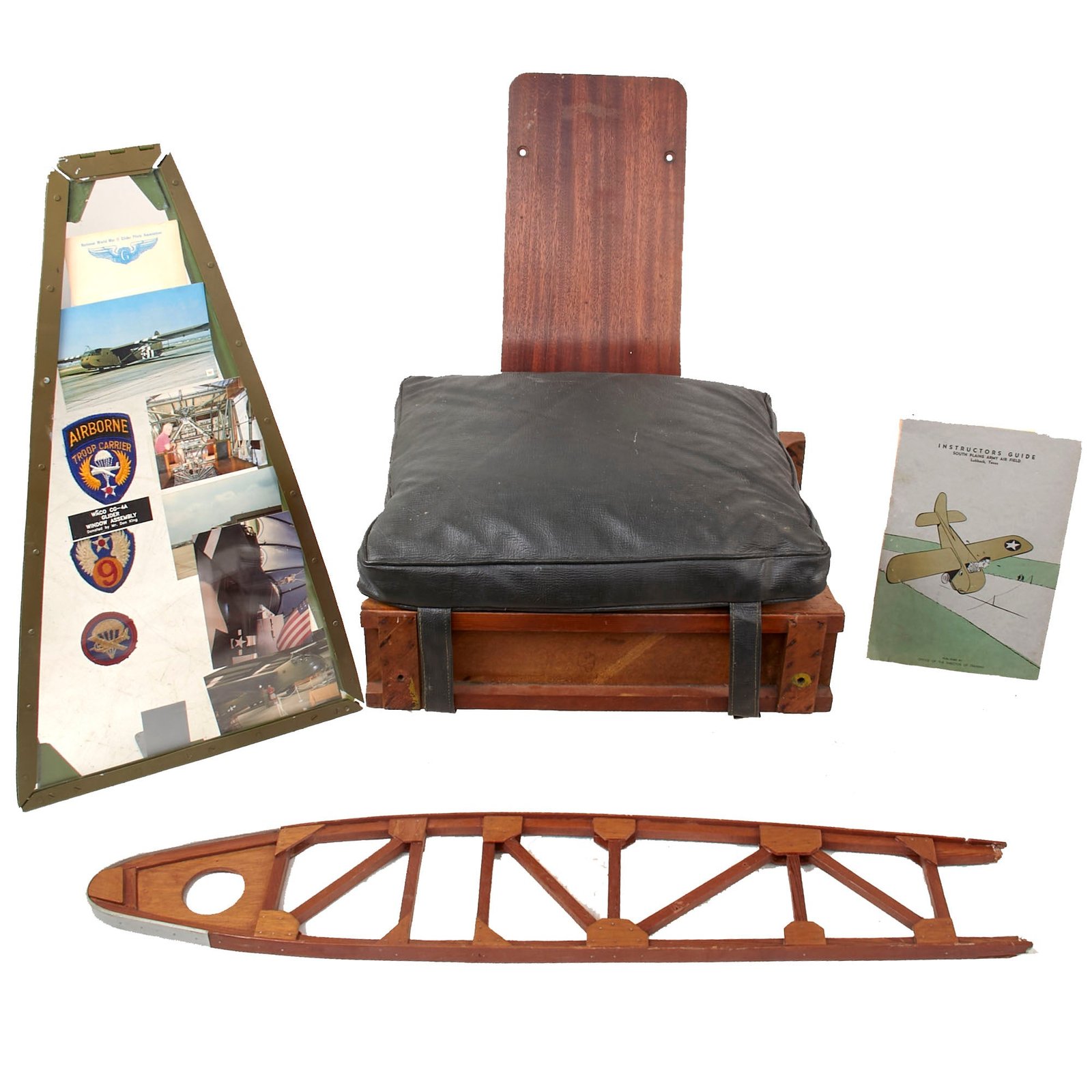 Buy Original U.S. WWII Waco CG-4 A Glider Front Seat & Window Grouping with Wing Panel - Window used in Museum Display Donated by Lieutenant Donald E. King, 53rd Troop Carrier Squadron | Original Firearms Antique For Sale