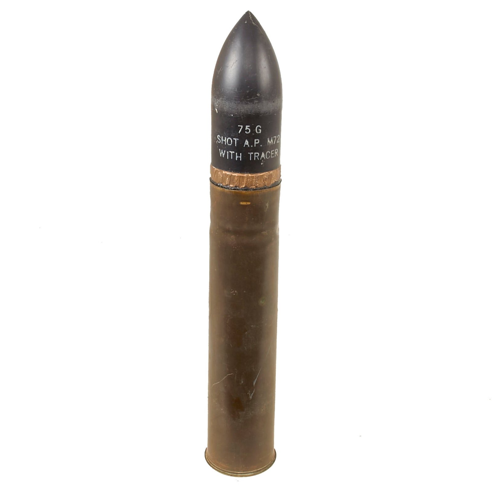 Buy Original U.S. WWII Sherman Tank Gun 75mm M72 Armor Piercing Inert Round with Tracer - Dated 1943 | Original Firearms Antique For Sale