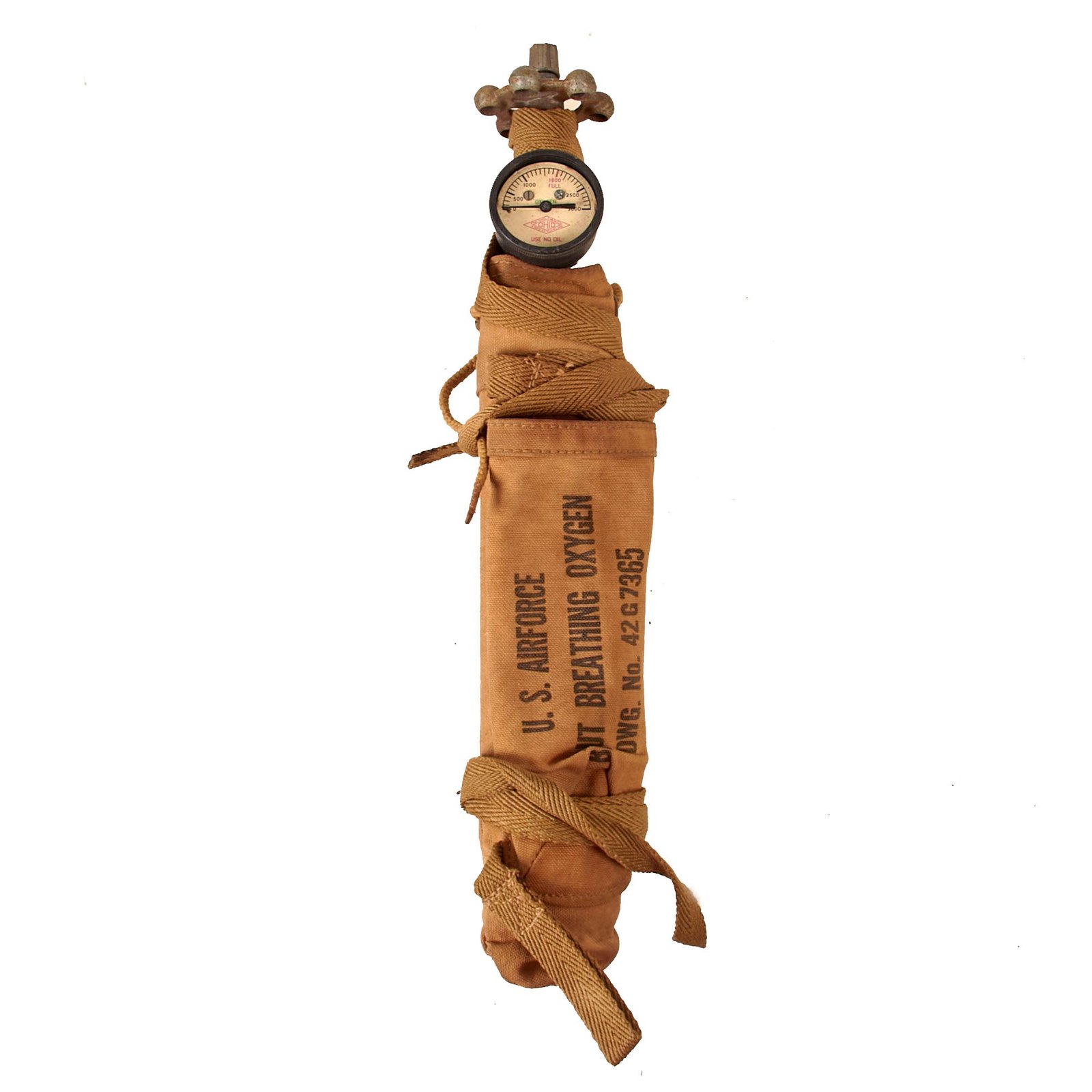 Buy Original U.S. WWII Army Air Forces Bailout Breathing Oxygen Bottle with Carrier | Original Firearms Antique For Sale