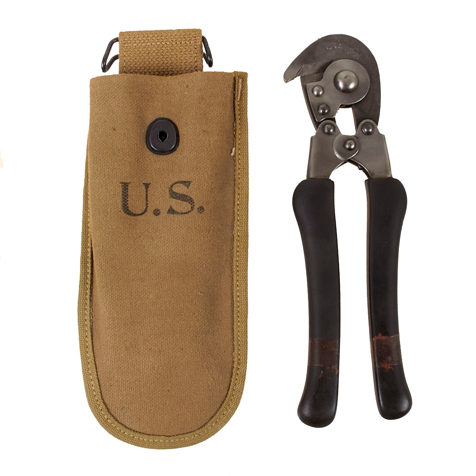 Buy Original U.S. WWII M-1938 Wire Cutters With Canvas Carrier With Front Button Snap | Original Firearms Antique For Sale