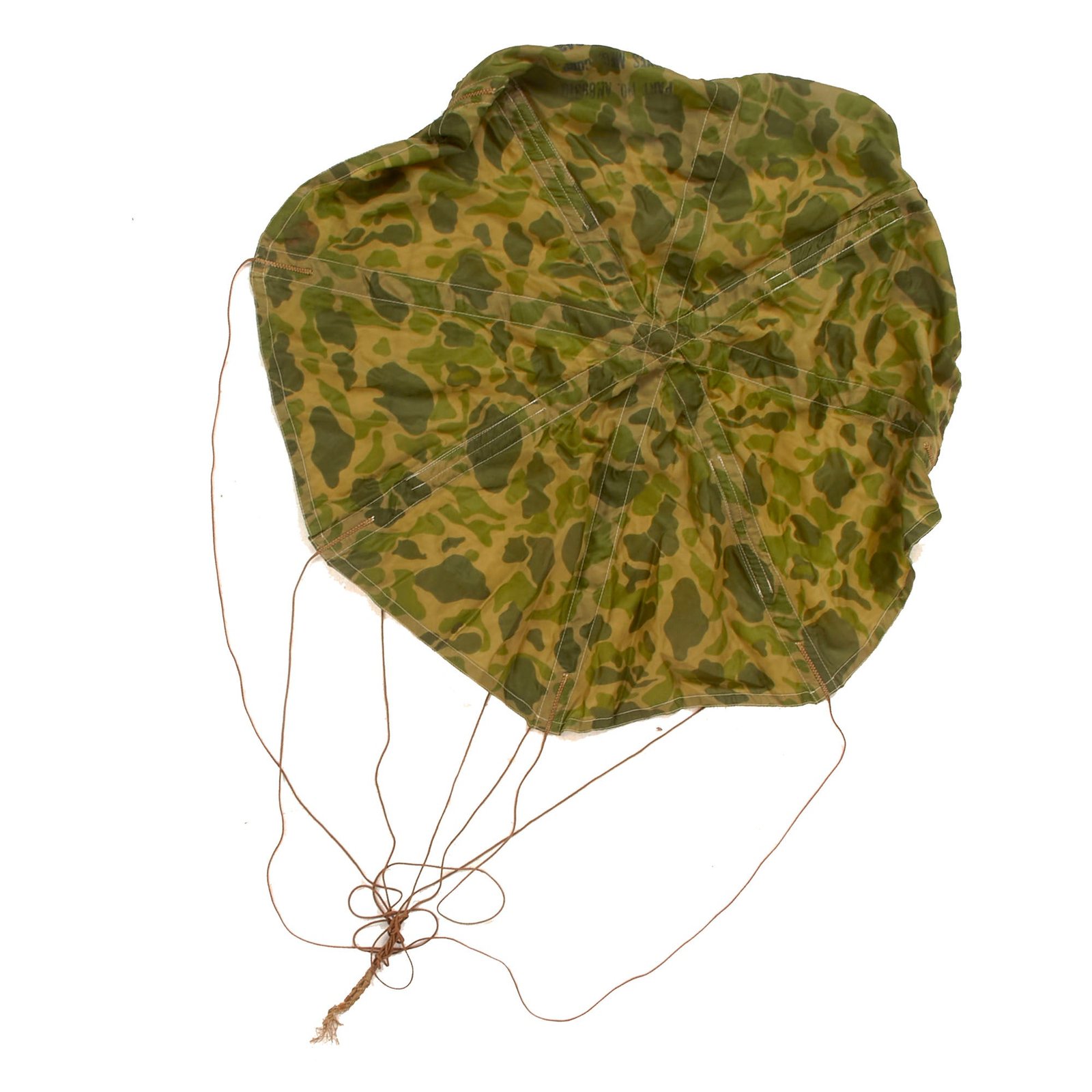 Buy Original U.S. WWII Camouflage Auxiliary “Pilot Chute” Parachute with Rigging & Navy Marking - Dated March 1943 | Original Firearms Antique For Sale