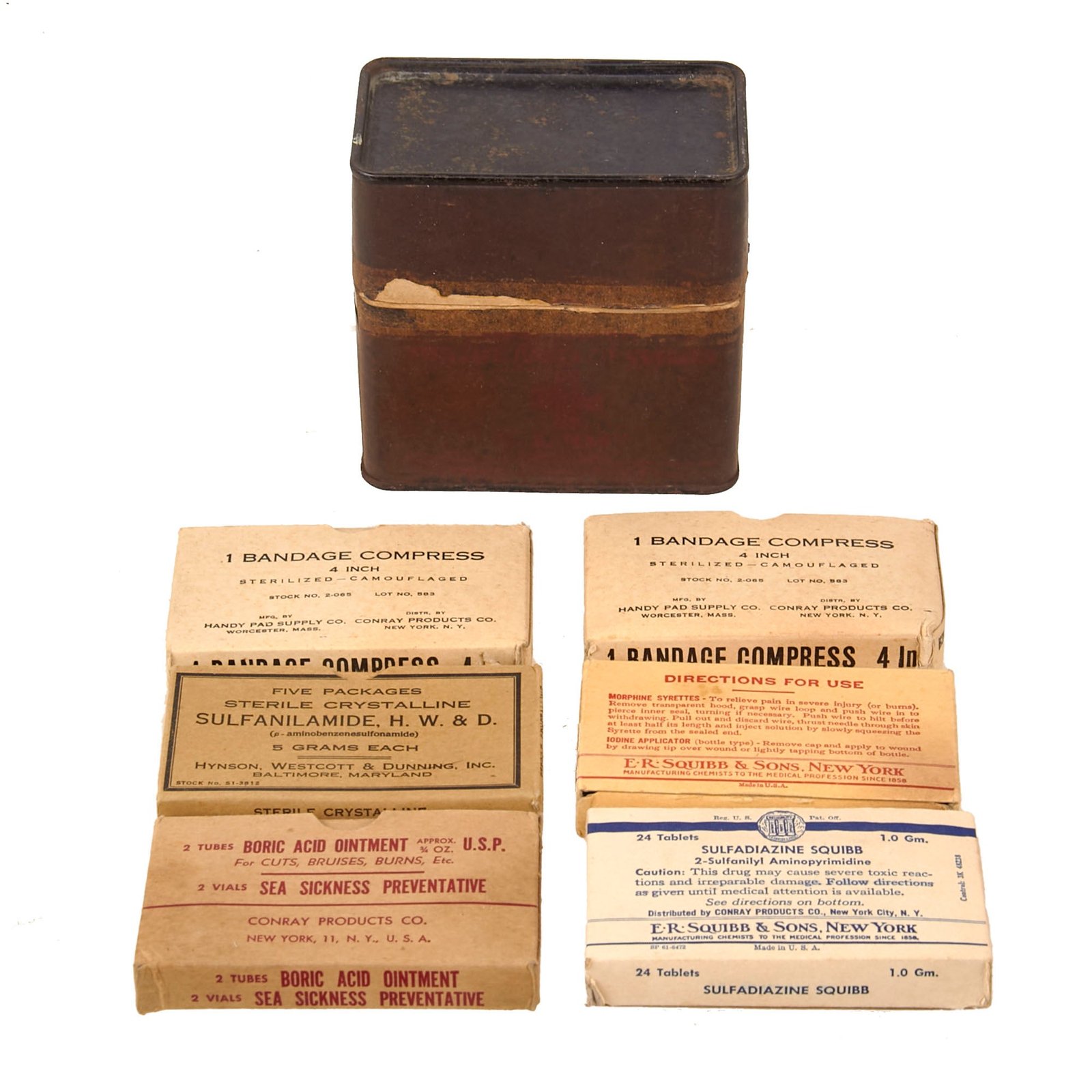 Buy Original U.S. WWII USN First Aid Kit for Life Rafts of Vessels U.S. Navy with Contents | Original Firearms Antique For Sale
