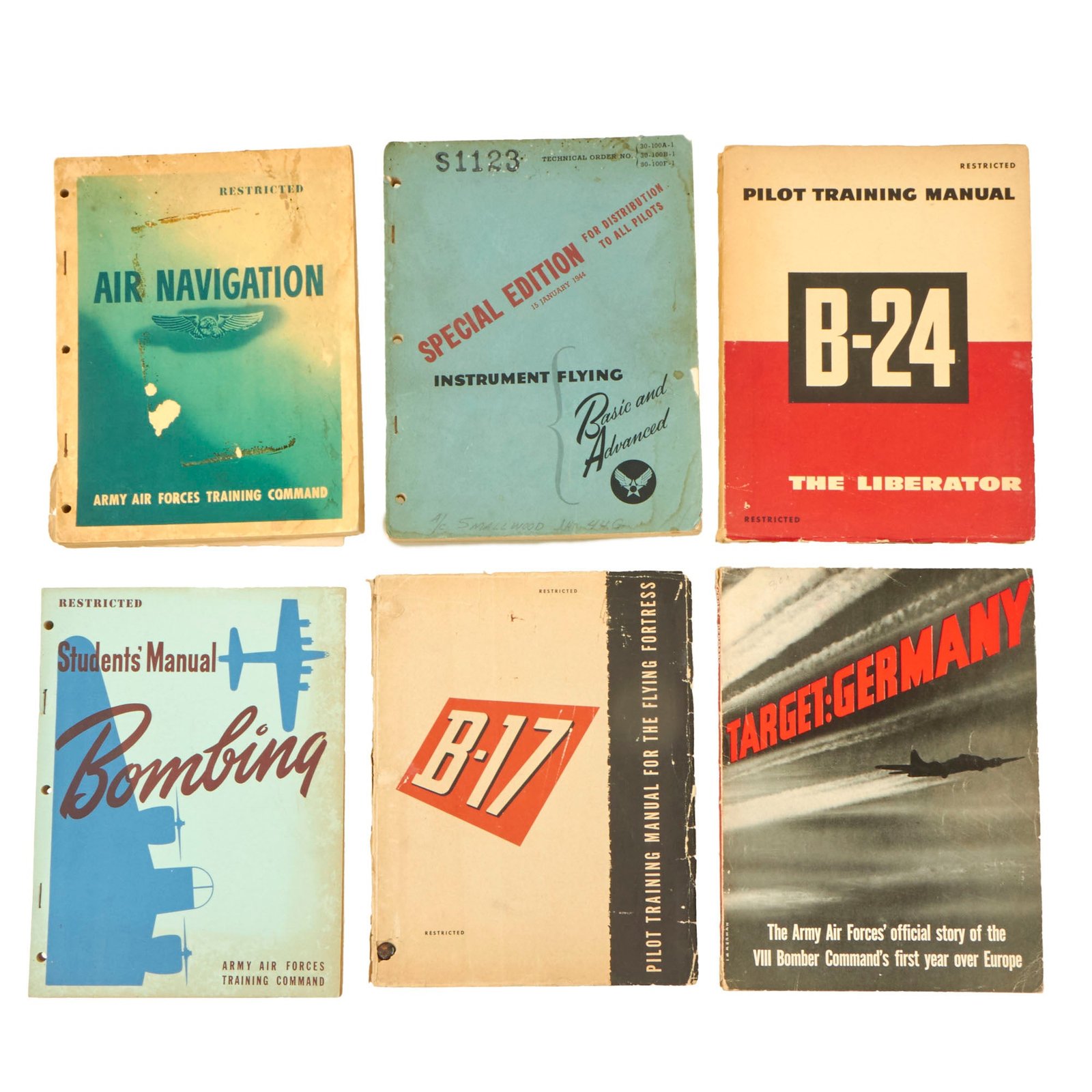 Buy Original U.S. Army Air Forces B-17 & B-24 Manual Lot with Bombing, Instrument Flying & Air Navigation Manuals and “Target: Germany” - 6 Books Total | Original Firearms Antique For Sale