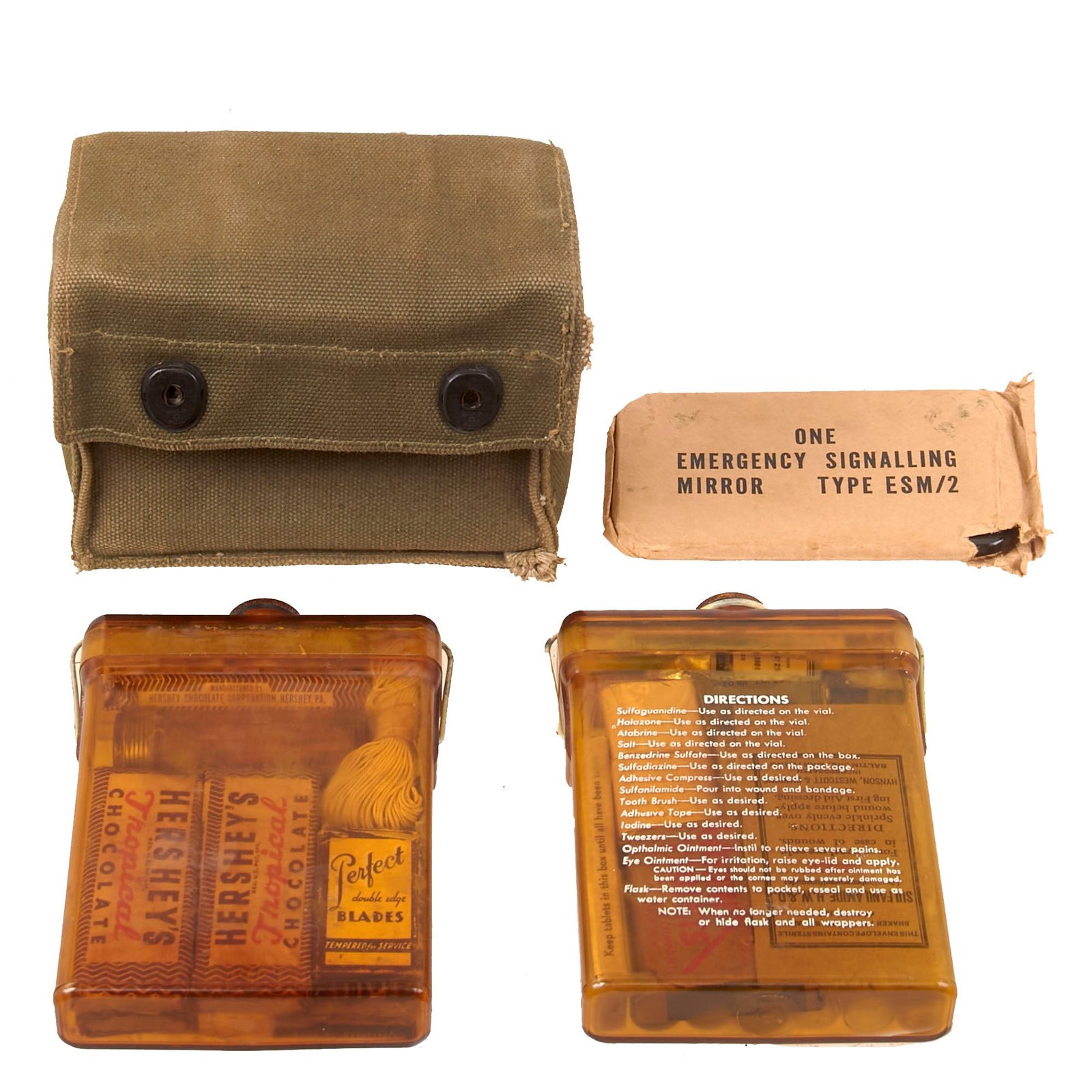 Buy Original U.S. WWII Army Air Corps Type E-17 Emergency Sustenance Kit with Mirror & Contents | Original Firearms Antique For Sale