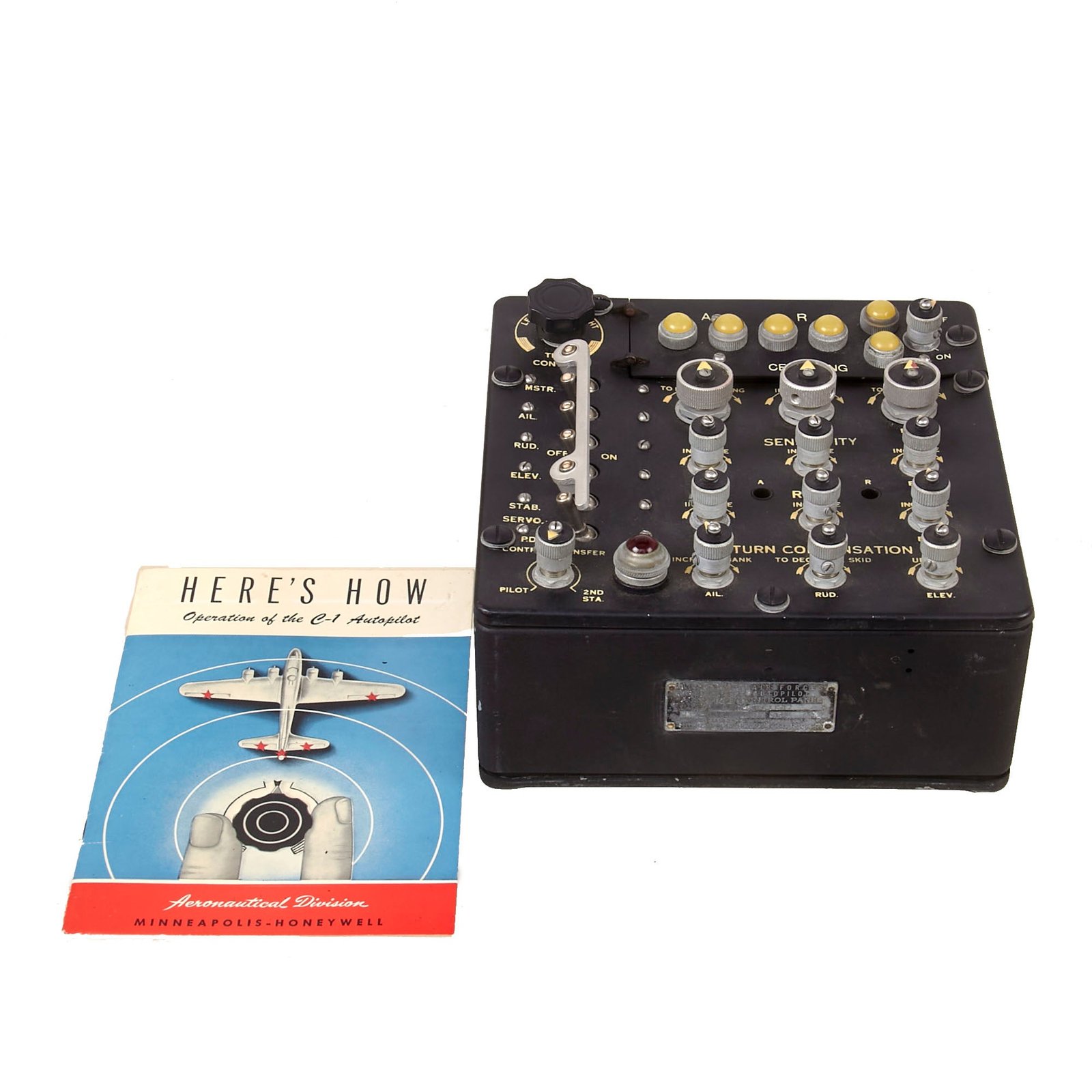 Buy Original WWII U.S. B-17 Flying Fortress Type C-1 Autopilot Control Panel with Original Manual | Original Firearms Antique For Sale