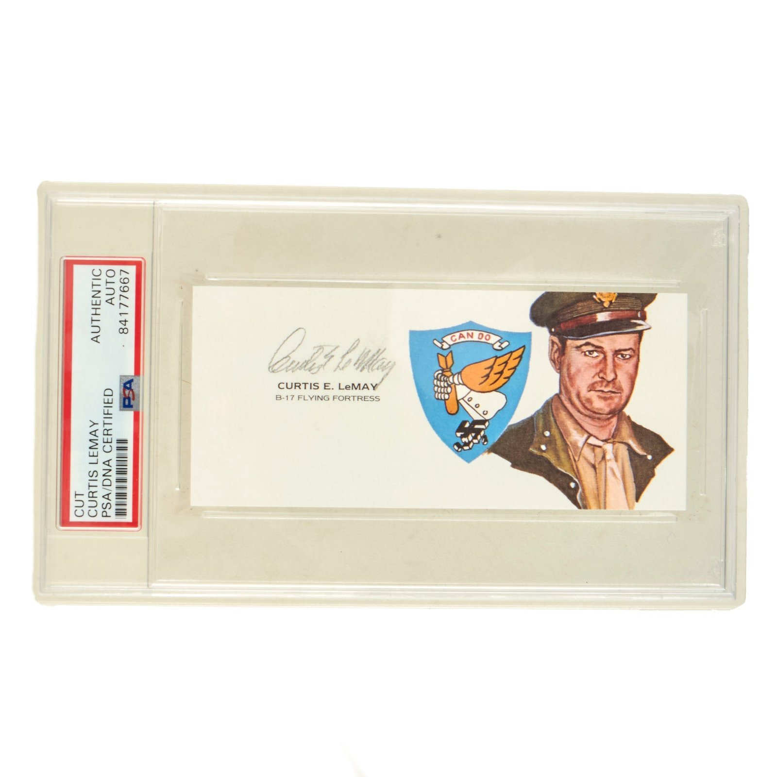 Buy Original U.S. WWII General Curtis LeMay Signed Card in PSA Certified Plastic Case | Original Firearms Antique For Sale