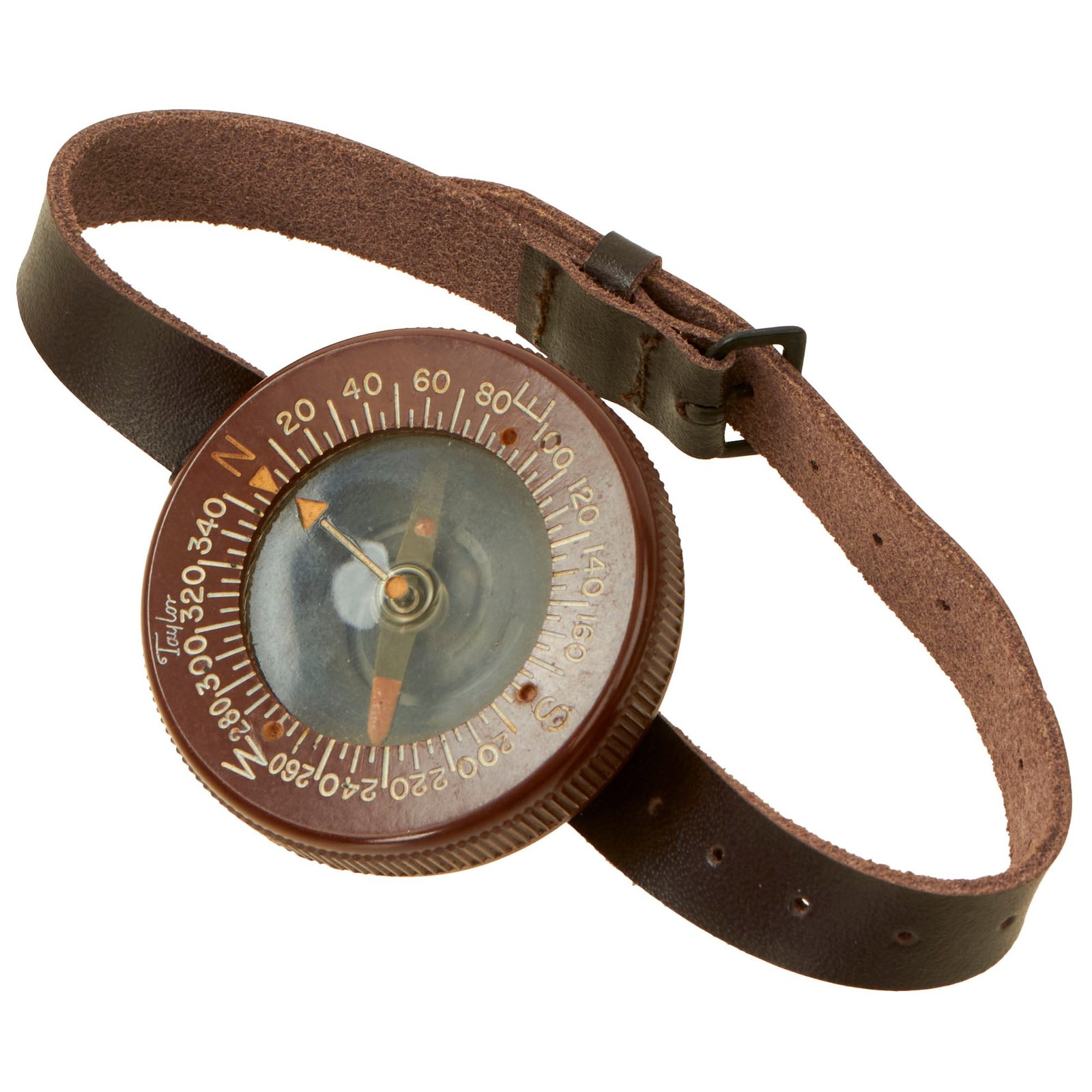 Buy Original U.S. WWII Paratrooper Wrist Compass by Taylor with Leather Wrist Band | Original Firearms Antique For Sale