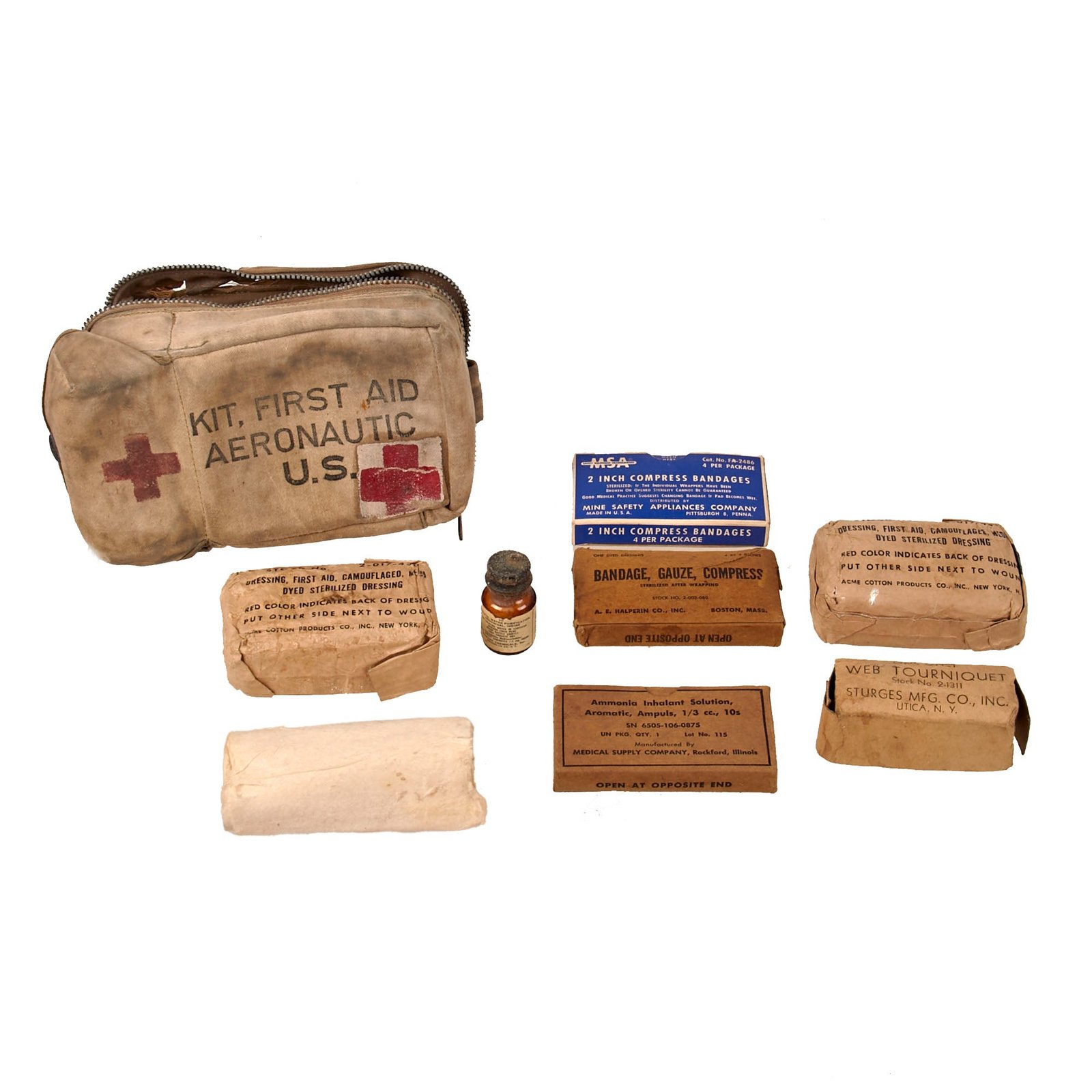 Buy Original U.S. WWII Aeronautic First Aid Kit With Contents | Original Firearms Antique For Sale