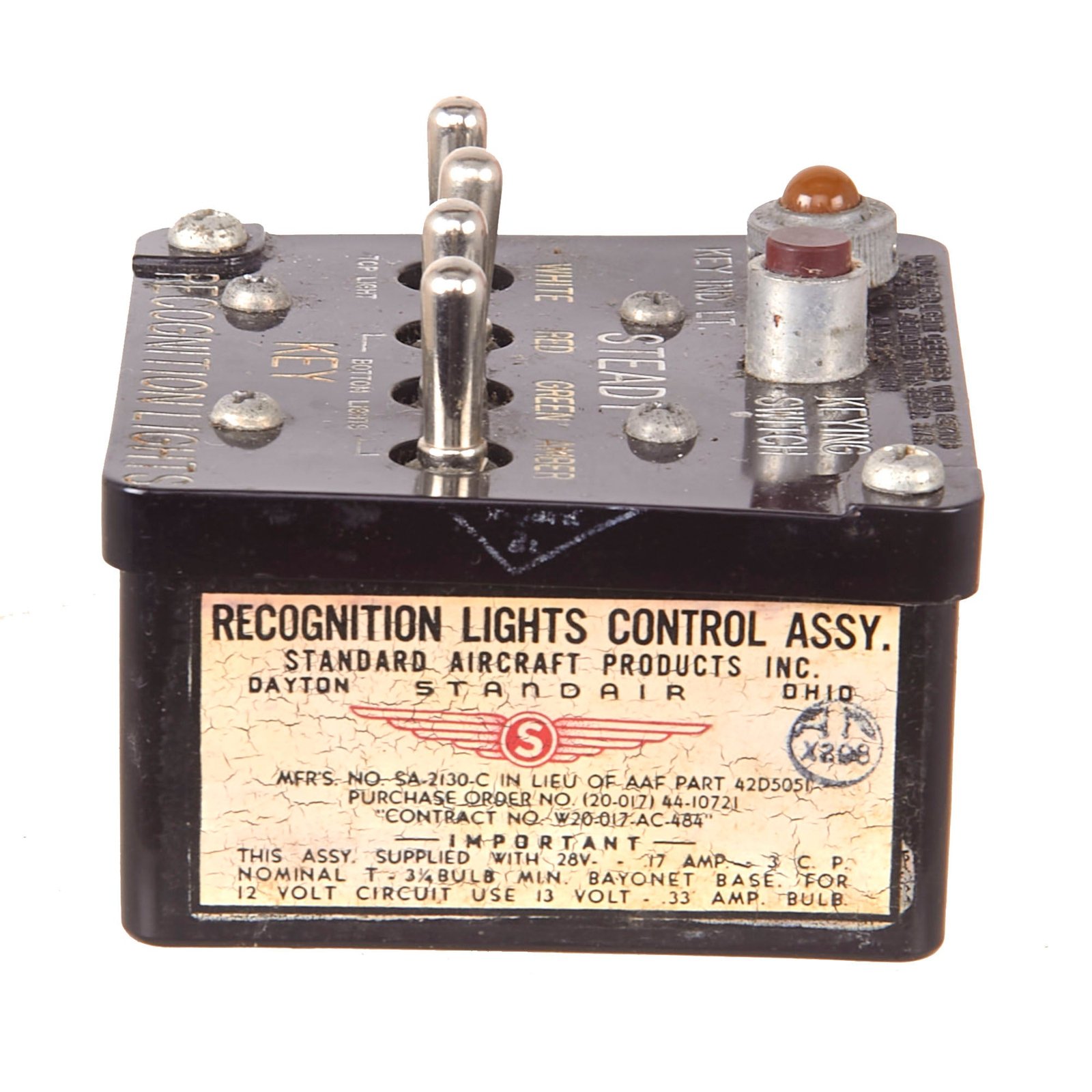 Buy Original WWII U.S. Aircraft Recognition Light Control Assembly | Original Firearms Antique For Sale
