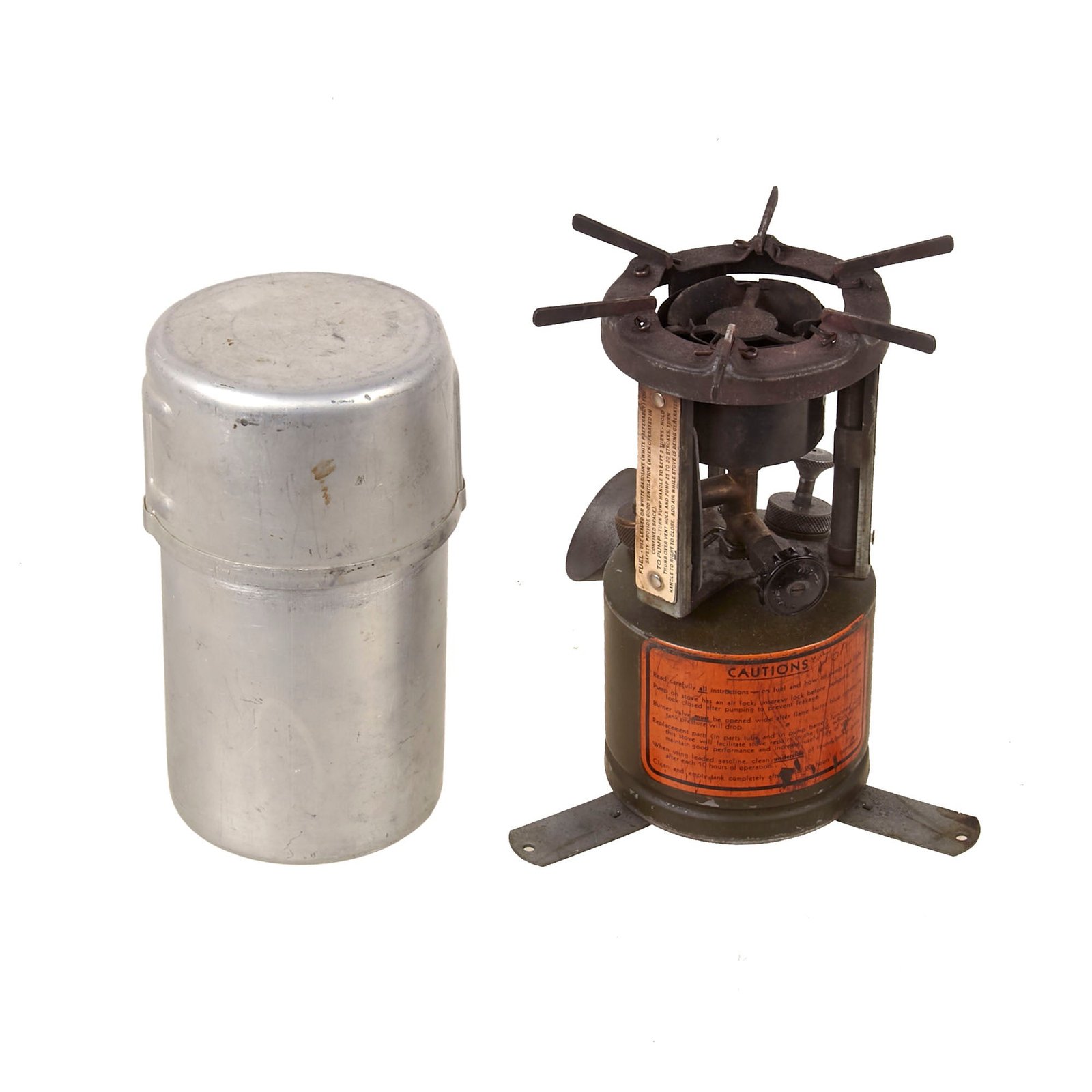 Buy Original WWII U.S. Issue Coleman Gasoline Camp Stove in Bayonet "F" Canister - Dated 1944 & 1945 | Original Firearms Antique For Sale