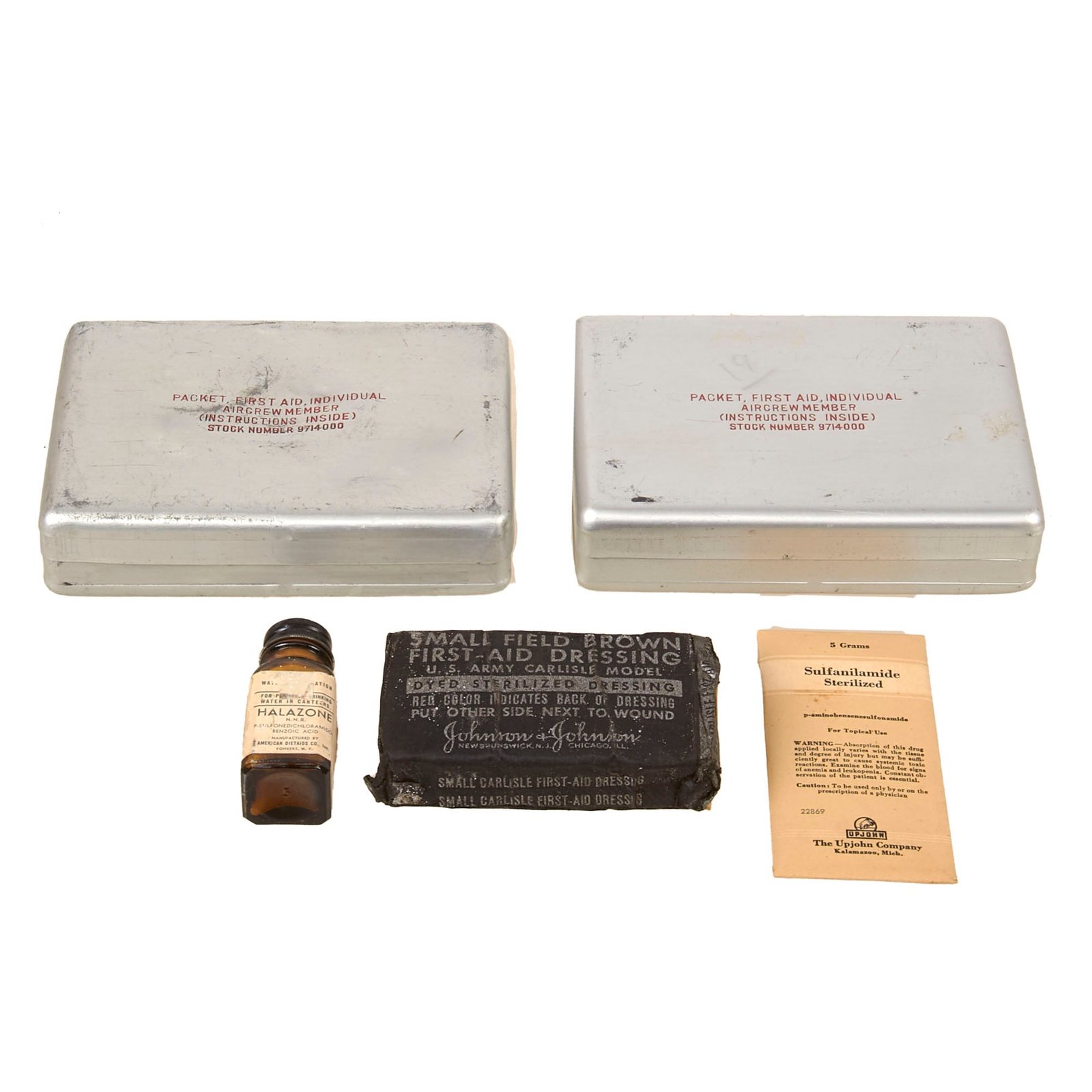 Buy Original U.S. WWII USAAF First Aid Kit Individual Aircrew - Lot of Two with Minor Contents | Original Firearms Antique For Sale