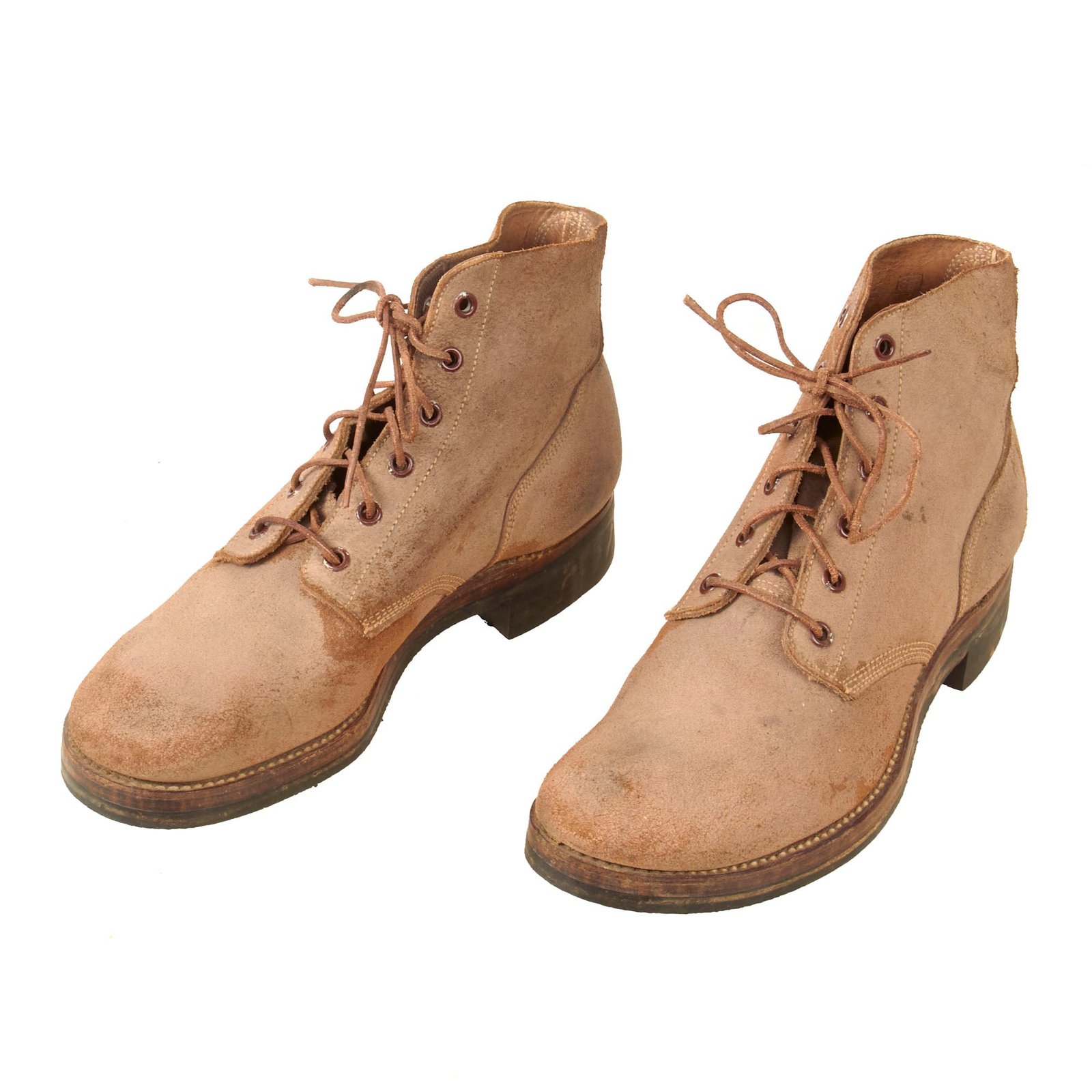 Original U.S. WWII M1943 Low Quarter Rough Cut Shoes by PANCO with Leather Laces - Size 7E - Rare