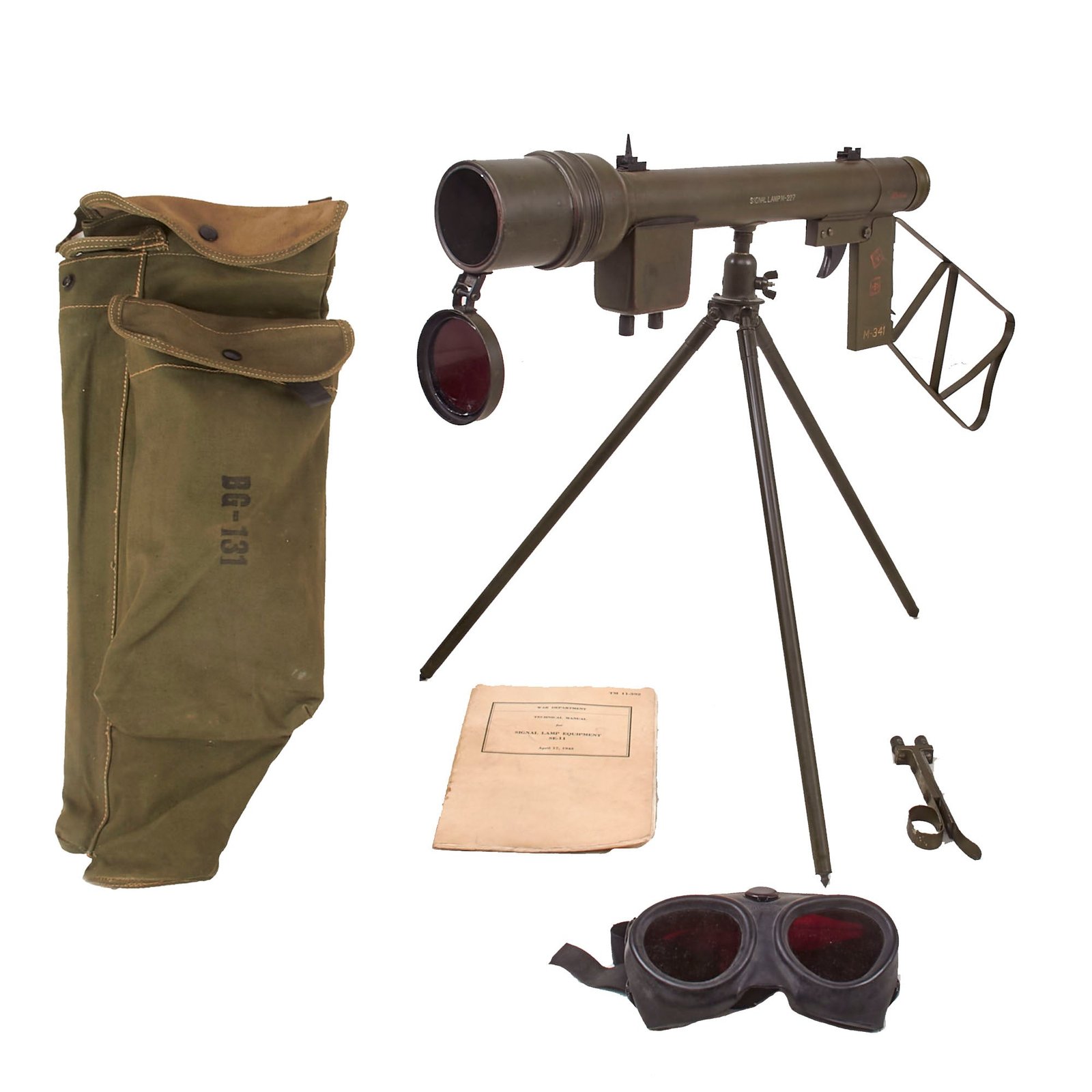 Buy Original U.S. WWII Army Airborne Signal Lamp M-227 Set in Carry Case - Complete | Original Firearms Antique For Sale