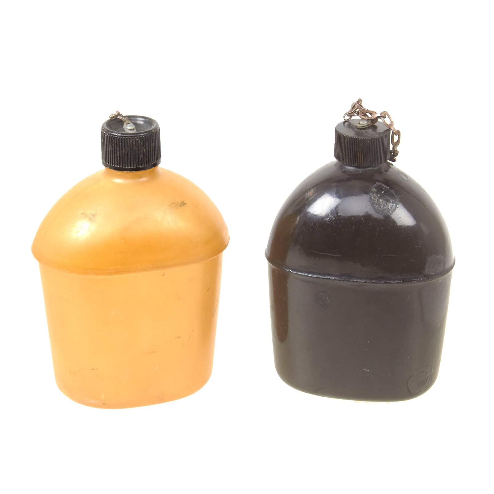 Buy Original U.S. WWII Experimental Ethocel Plastic Canteen & M1942 Black Porcelain Enamel Canteen | Original Firearms Antique For Sale