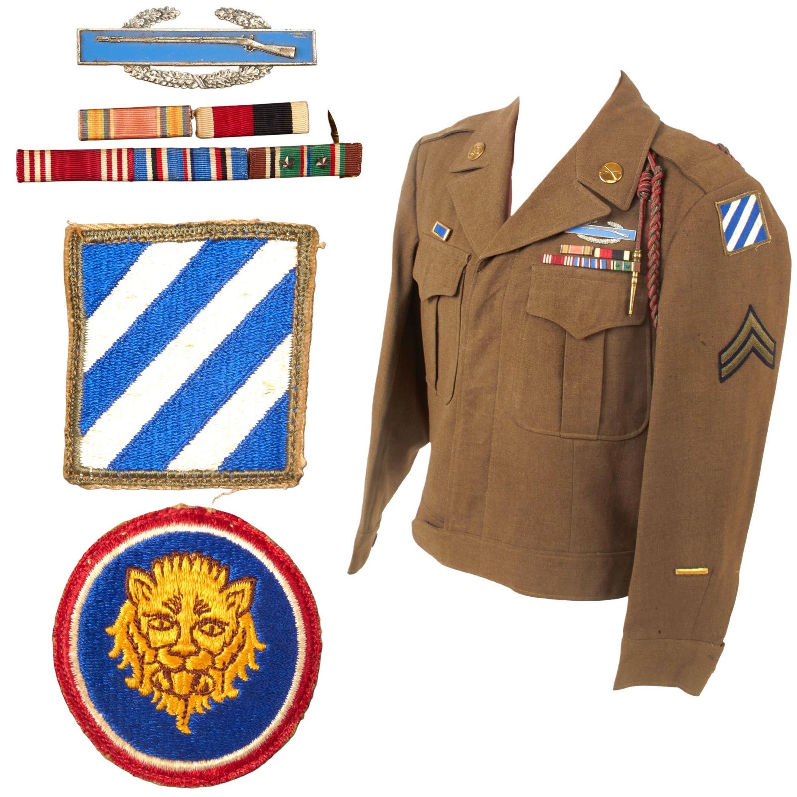 Buy Original U.S. WWII 106th Infantry Division & 3rd Infantry Division Ike Jacket with Laundry Number & Ribbon Bar | Original Firearms Antique For Sale