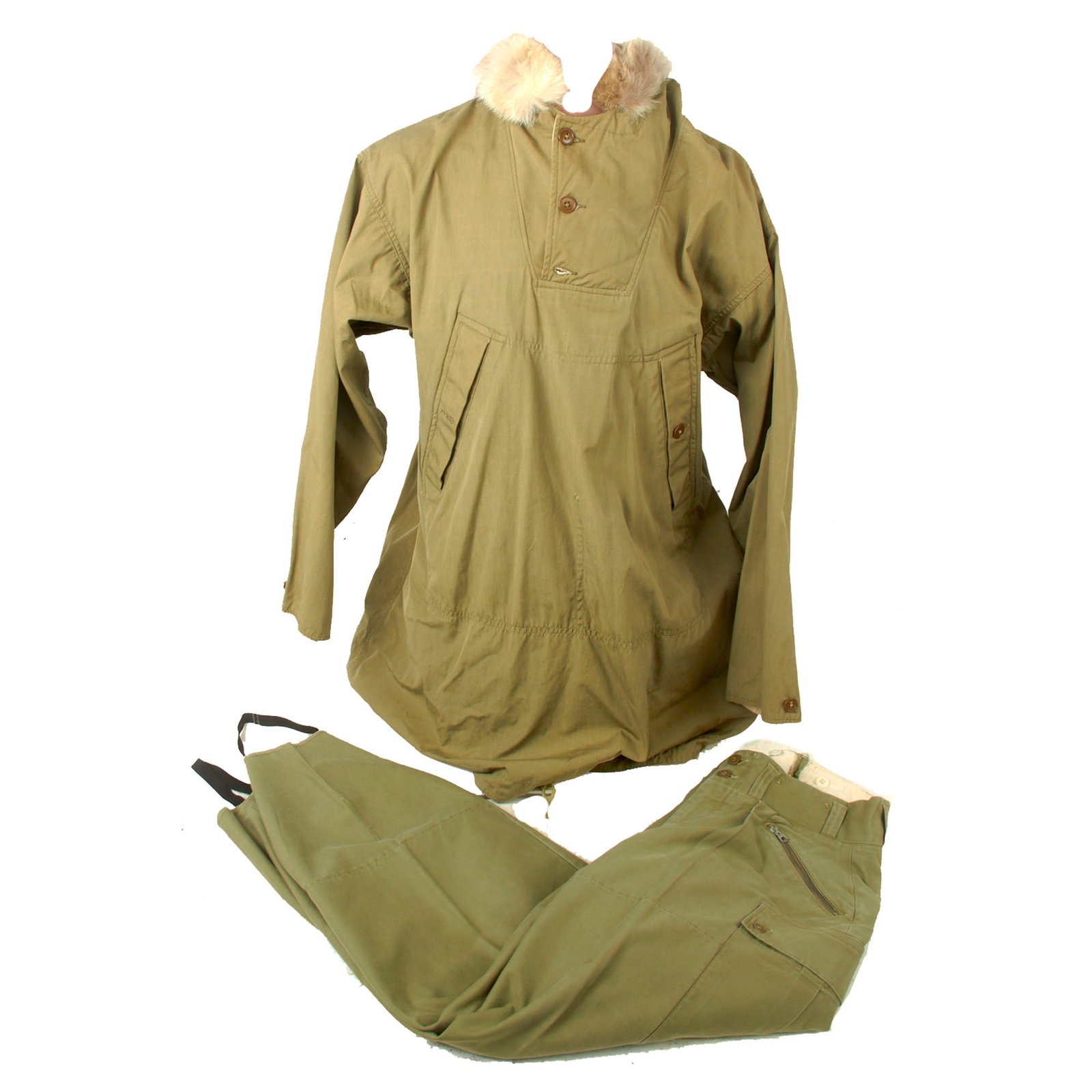 Buy Original U.S. WWII Mountain Troops Parka with Coyote Fur Lined Hood & Trousers - Size Medium - Dated 1942 | Original Firearms Antique For Sale