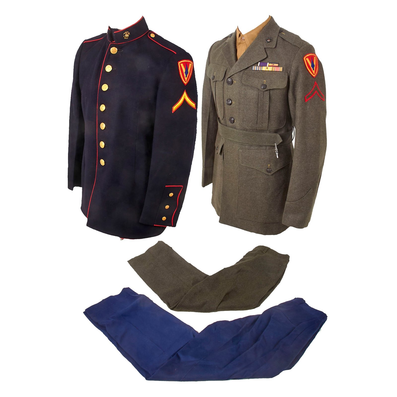 Buy Original U.S. WWII Iwo Jima USMC Killed in Action Uniform Grouping of Alexander Radisa, Weapons Company, 28th Marines, 5th Marine Division with Folder of Research | Original Firearms Antique For Sale
