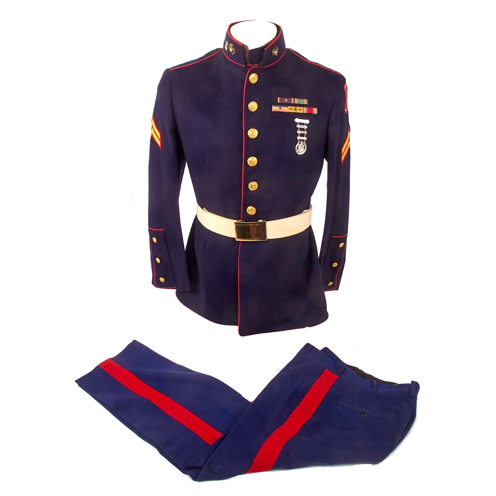 Buy Original U.S. WWII USMC 3rd Marine Division Dress Uniform Jacket & Trousers to Twice-Wounded Pacific Veteran - Unnamed | Original Firearms Antique For Sale
