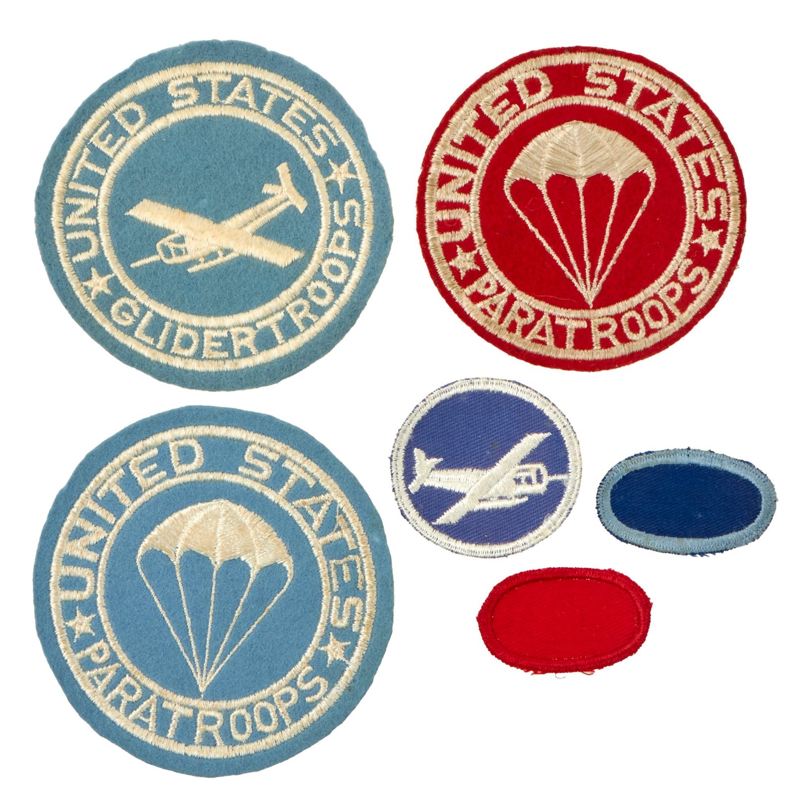 Buy Original U.S. WWII Paratrooper & Glider Patch & Oval Flash Group - 6 Items Total | Original Firearms Antique For Sale