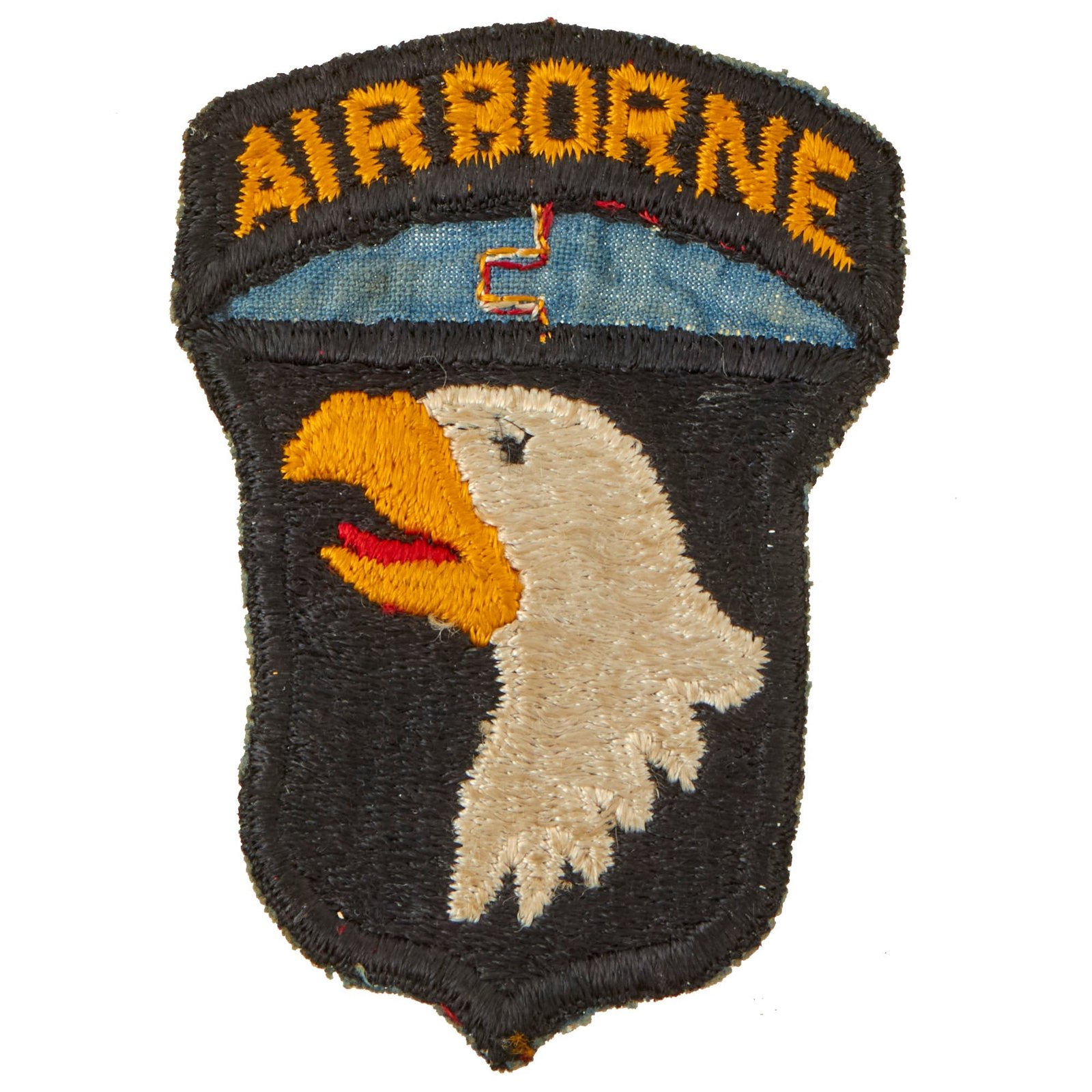 Buy Original U.S. WWII 101st Airborne Division Type 3 Blue Patch with Copper Tread from Patch to Rocker | Original Firearms Antique For Sale