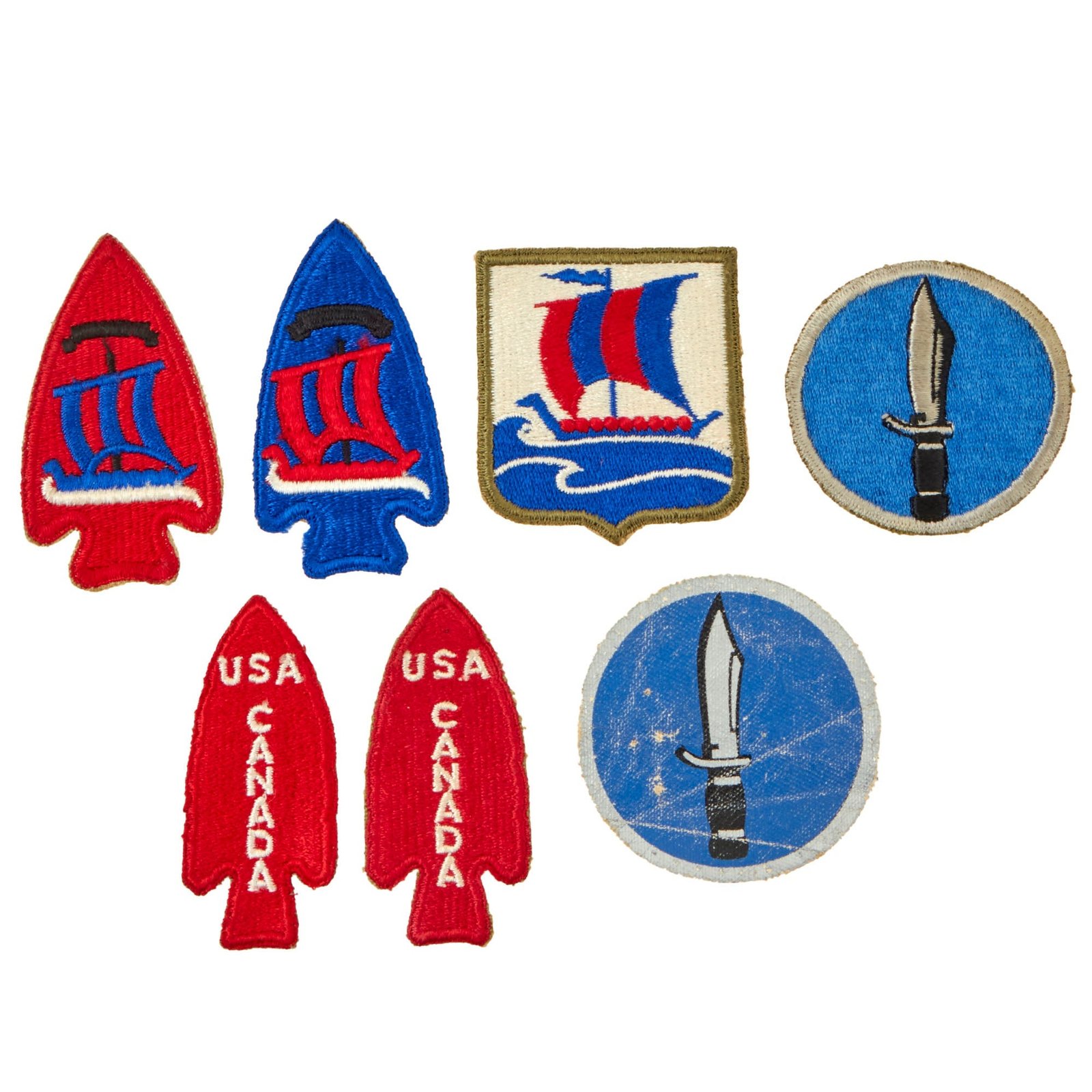 Buy Original U.S. WWII FSSF First Special Service Forces & Kiska Task Force Patch Lot - 7 Patches Total | Original Firearms Antique For Sale
