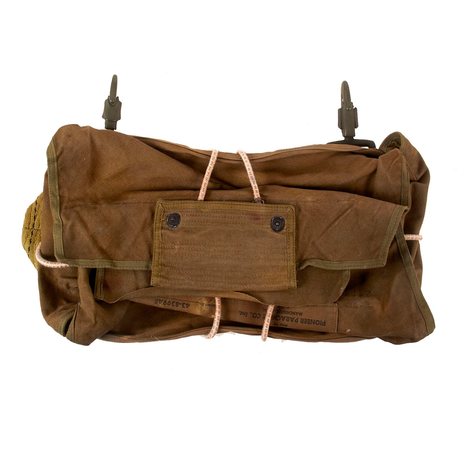 Buy Original U.S. WWII T-5 Parachute Bag Marked to 502nd Parachute Infantry Regiment with Replaced Hooks - GVM Marked | Original Firearms Antique For Sale