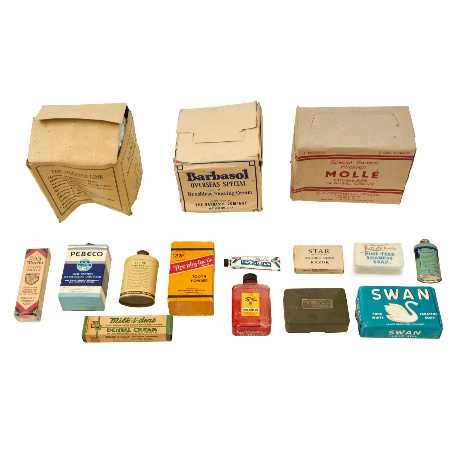 Buy Original U.S. WWII Personal Effect Items Lot Including Sealed Toiletries | Original Firearms Antique For Sale