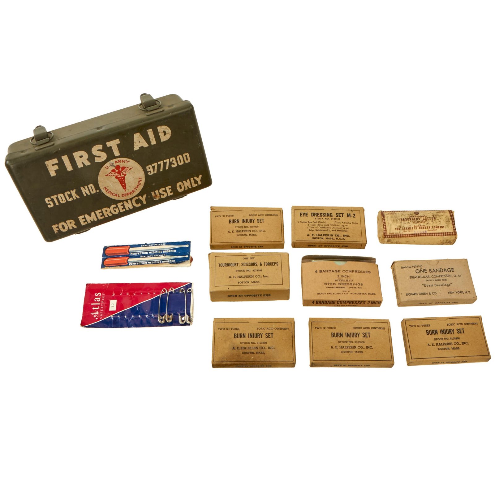 Buy Original U.S. WWII Motor Vehicle 12 Unit First Aid Kit For Jeep - Item 9777300 | Original Firearms Antique For Sale
