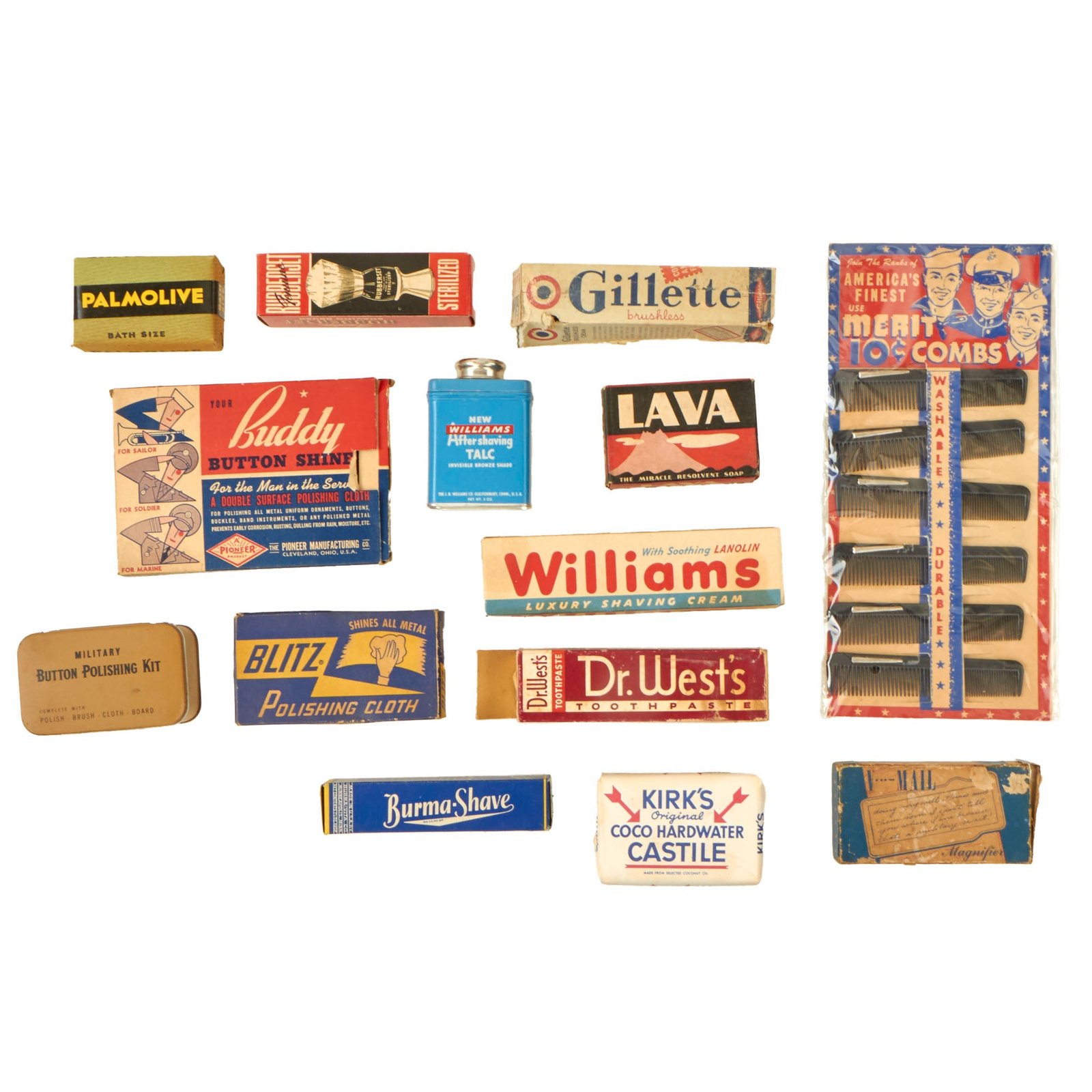 Buy Original U.S. WWII Personal Effect Items Lot Including Toiletries & V-Mail Magnifier | Original Firearms Antique For Sale
