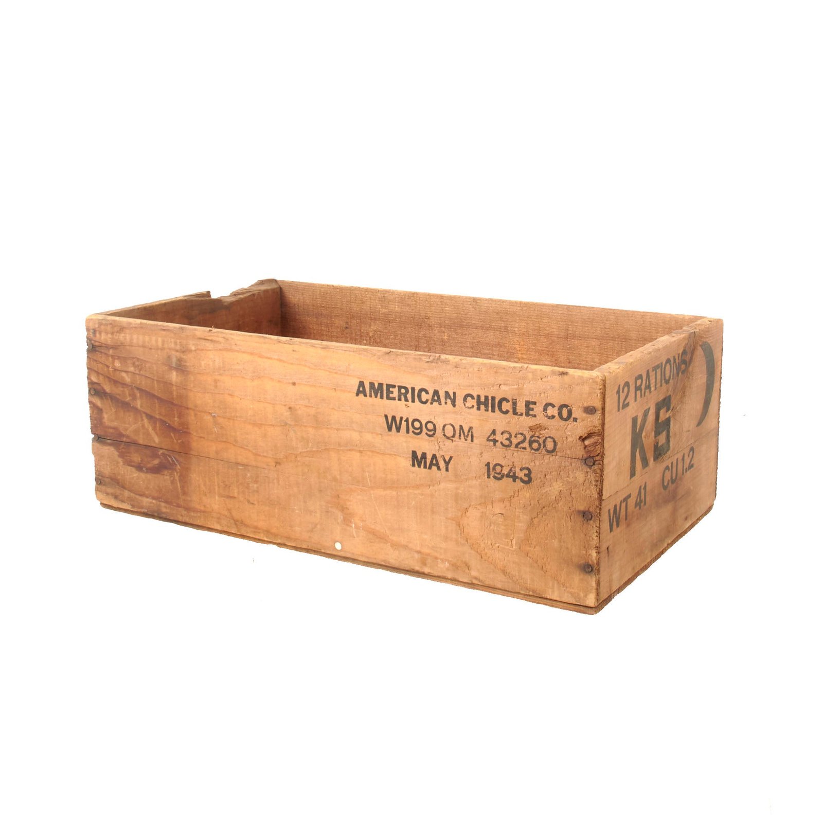 Buy Original U.S. WWII K-Ration Crate by the American Chicle Company - Dated May 1943 | Original Firearms Antique For Sale