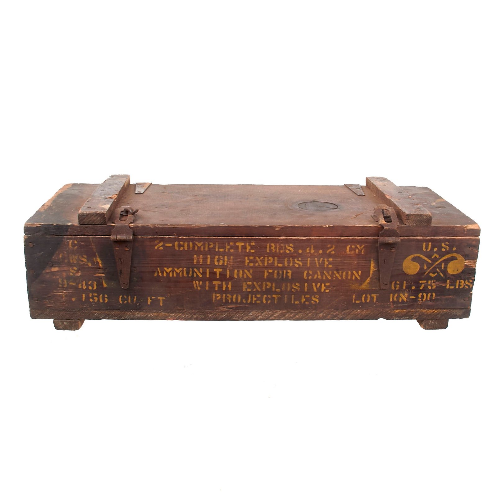 Buy Original U.S. WWII Chemical Mortar Round Crate with Chemical Corps Stencil - Dated September 1943 | Original Firearms Antique For Sale