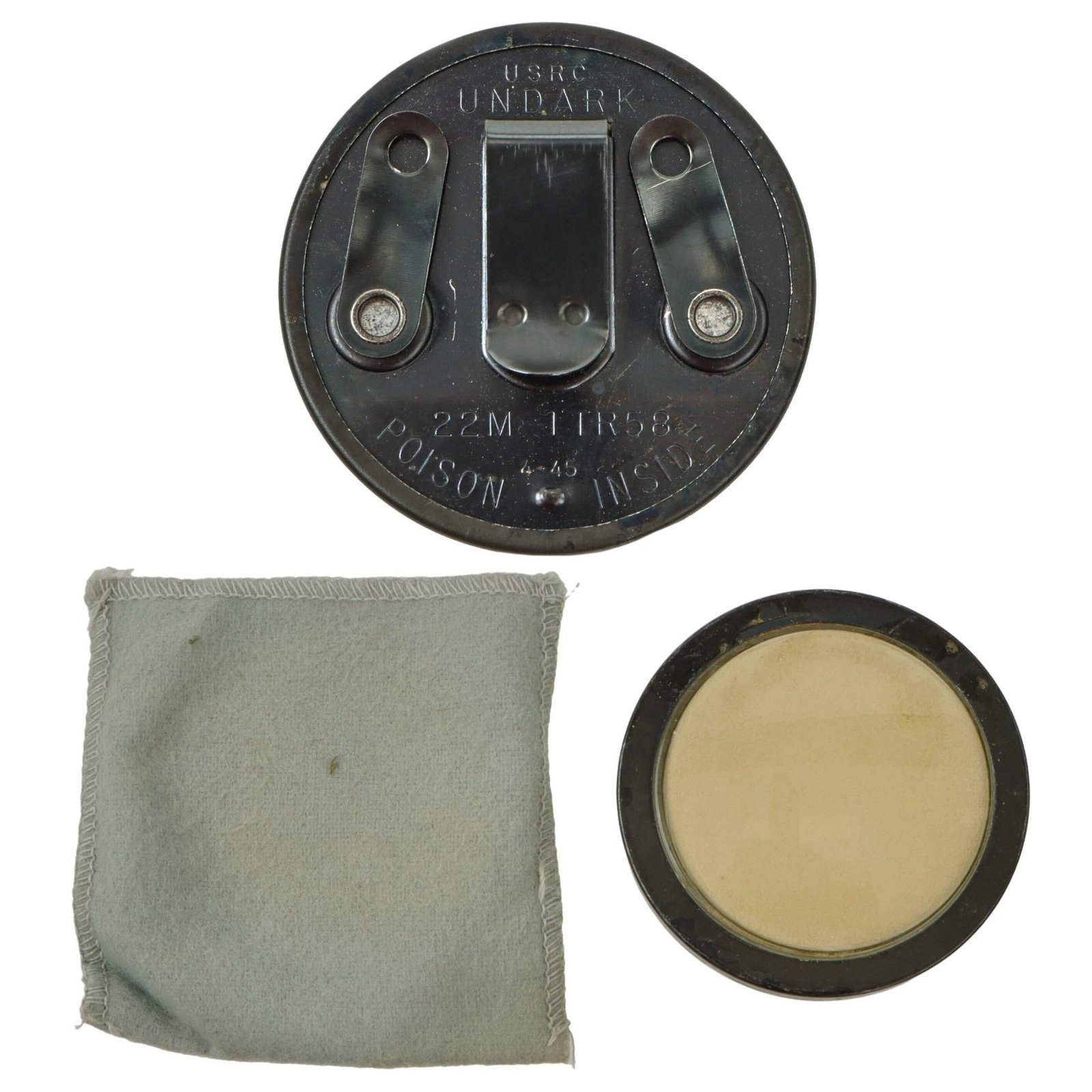 Original U.S. WWII Paratrooper Invasion Large Bridge Marker Type Clip On Luminous Disc with Original Pouch