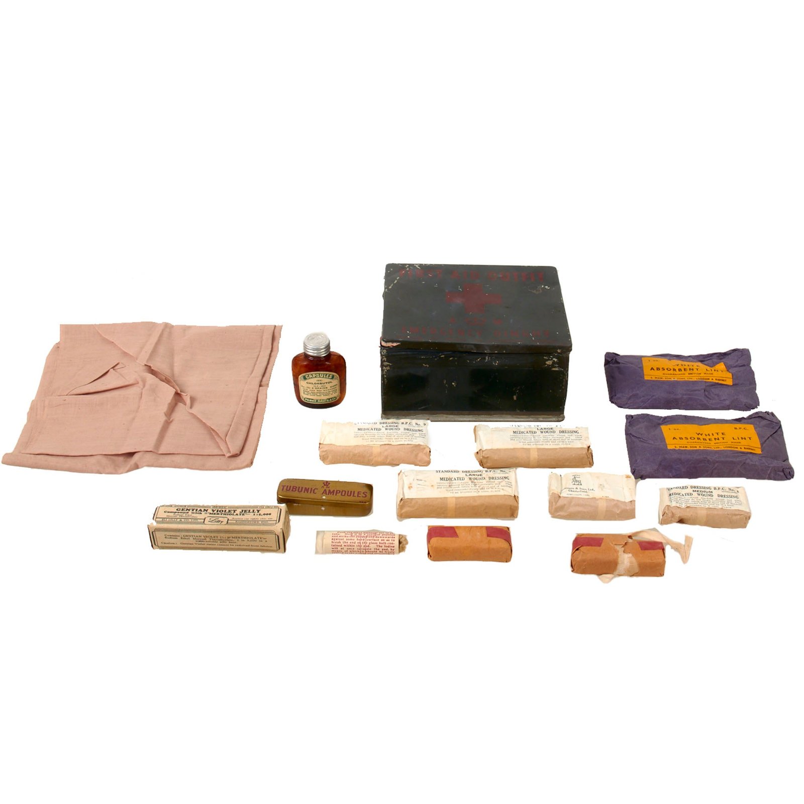 Original British WWII RAF Air Ministry Emergency Dinghy First Aid Outfit with Contents