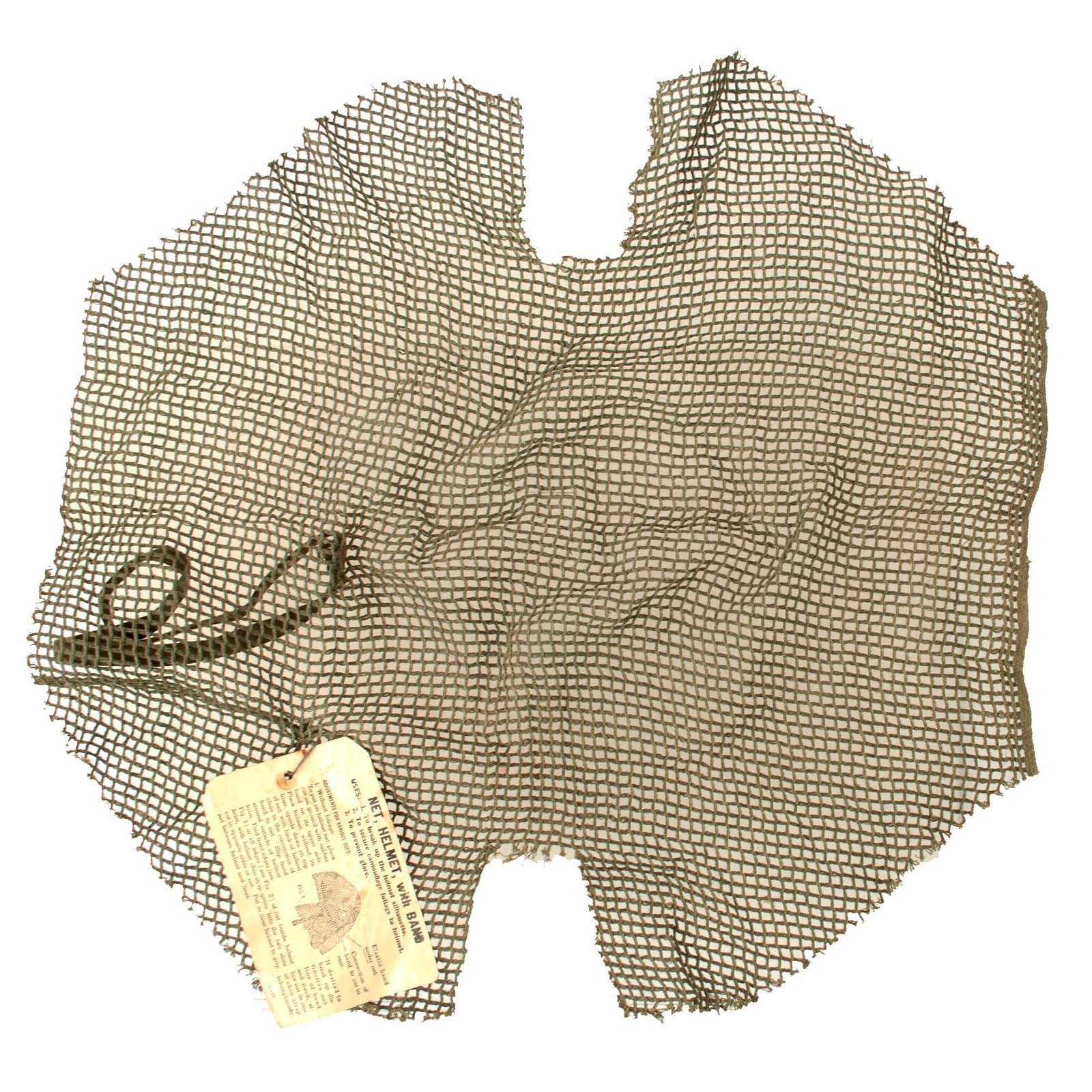 Original U.S. WWII M1944 Helmet Net with Band & Original Tag - Rare