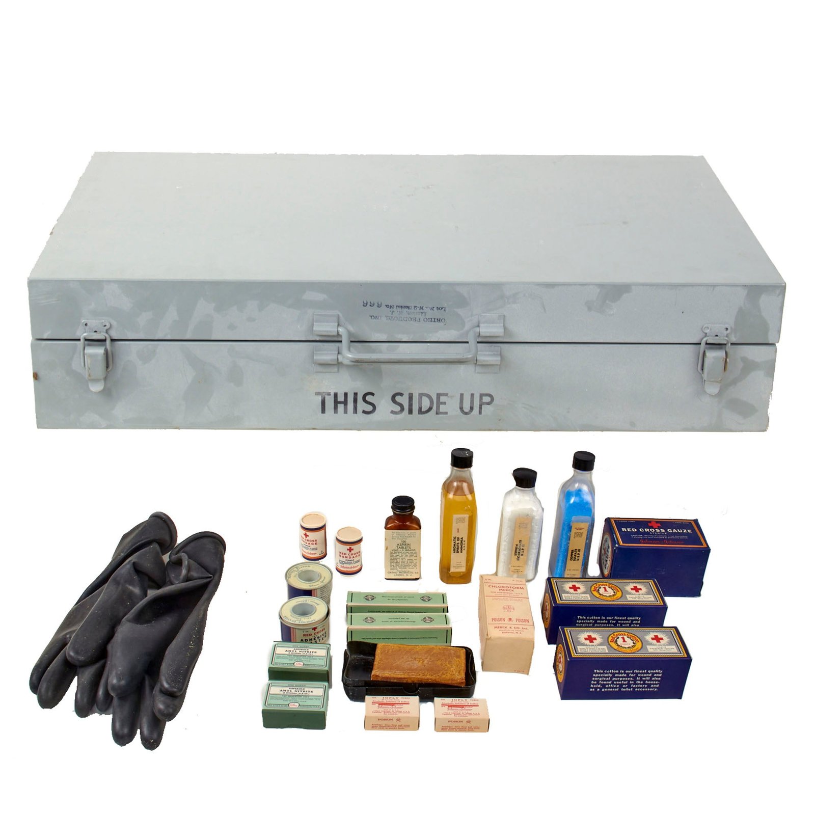 Original U.S. WWII Chemical Warfare Service First-Aid Kit for Gas Casualties with Many Original Contents