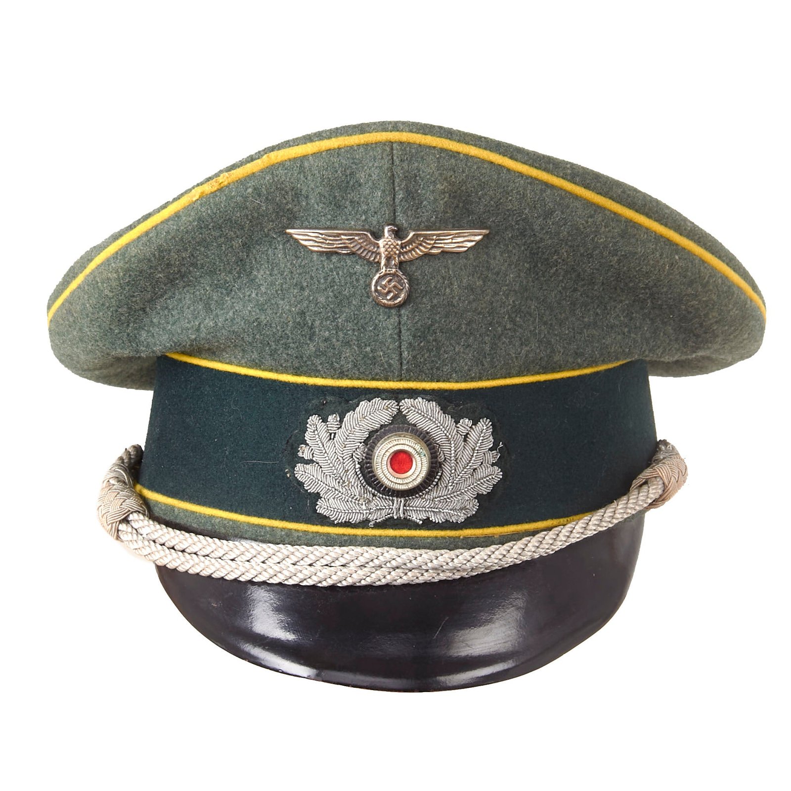 Buy Original German WWII Army Heer Signals Officers Schirmmütze Visor Crush Cap by Beste Deutsche Wertarbeit - Size 57 | Original Firearms Antique For Sale