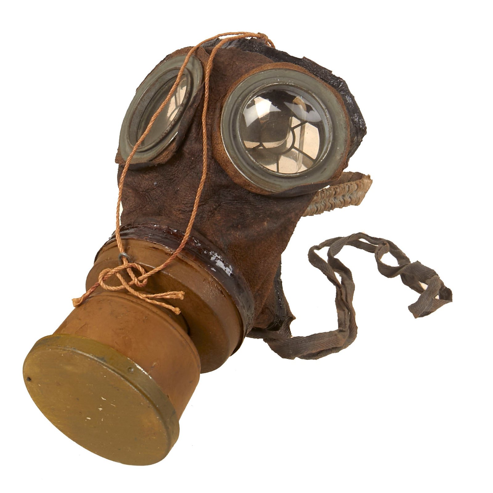 Buy Original French WWI ARS Gas Mask Made from Captured & Converted German M1917 Ledermaske in Original Canister - Rare | Original Firearms Antique For Sale
