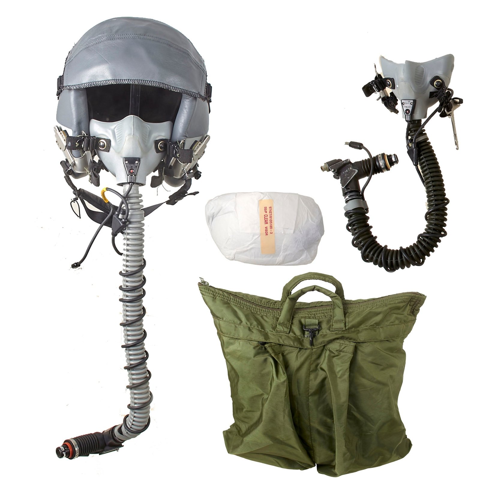 Buy Original U.S. Modern F-16 Fighting Falcon Pilot Helmet HGU-55/P with Two Oxygen Masks in Carrying Case | Original Firearms Antique For Sale
