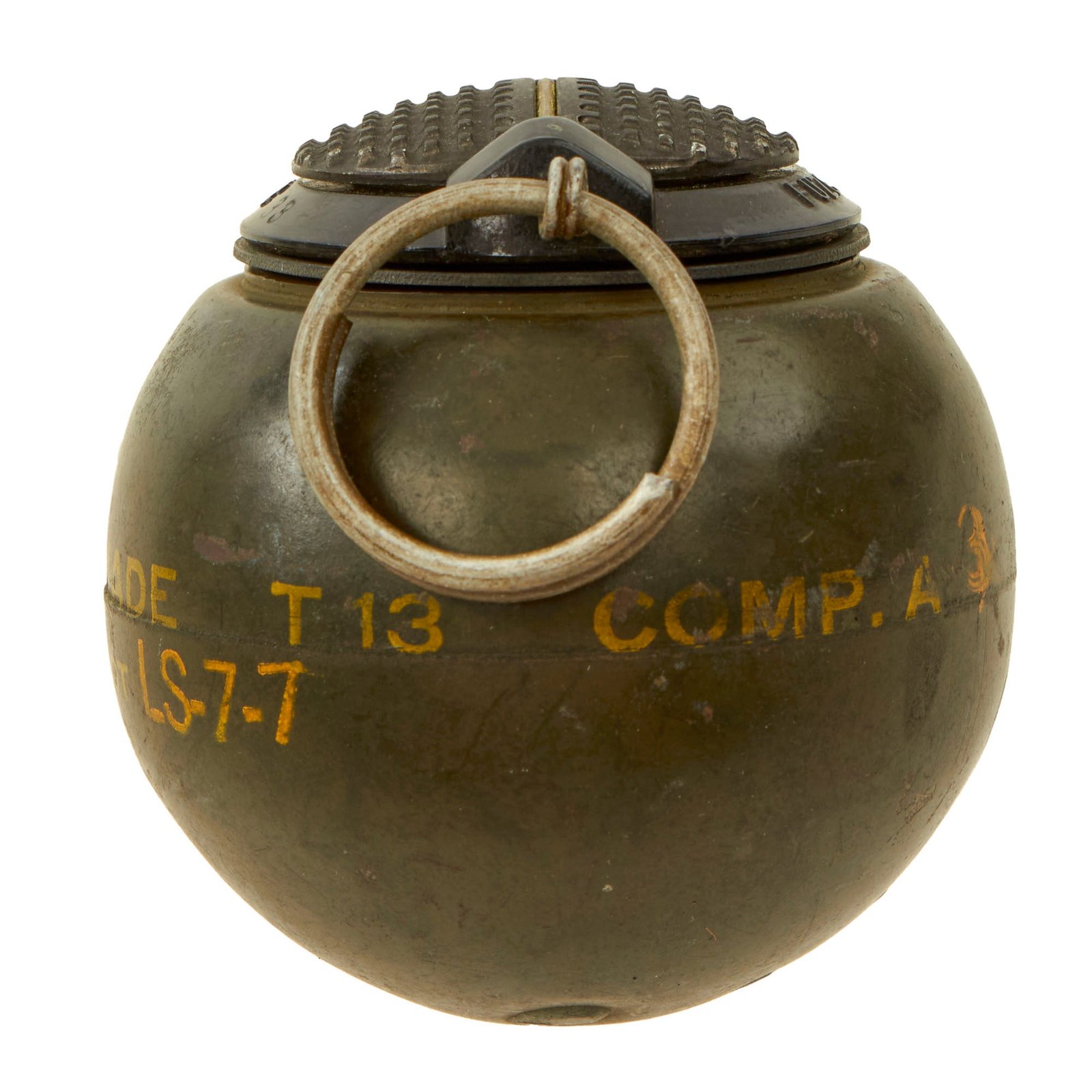 Buy Original Rare U.S. WWII O.S.S. Issue T13 Beano Grenade Manufactured by Eastman Kodak Company with Small Display Case - Inert | Original Firearms Antique For Sale