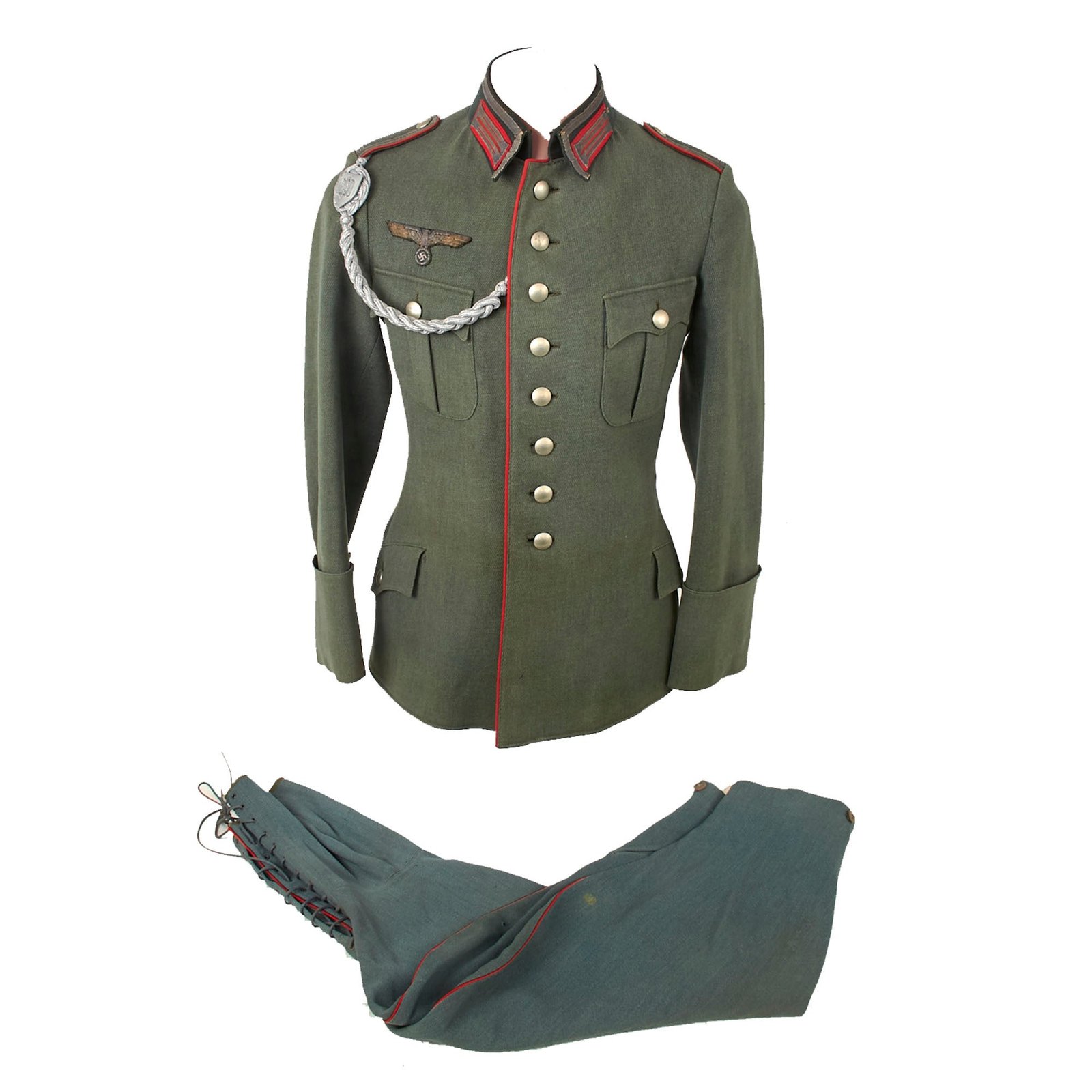 Buy Original German WWII Early Heer Army Artillery Unterfeldwebel NCO M35 Waffenrock Dress Tunic with Breeches and Marksmanship Lanyard | Original Firearms Antique For Sale