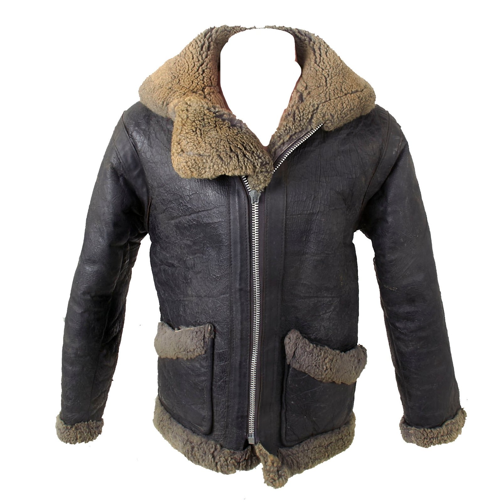 Buy Original German WIII Luftwaffe Officer Pilot Private Purchase Blue Leather Fur Lined Flight Jacket | Original Firearms Antique For Sale
